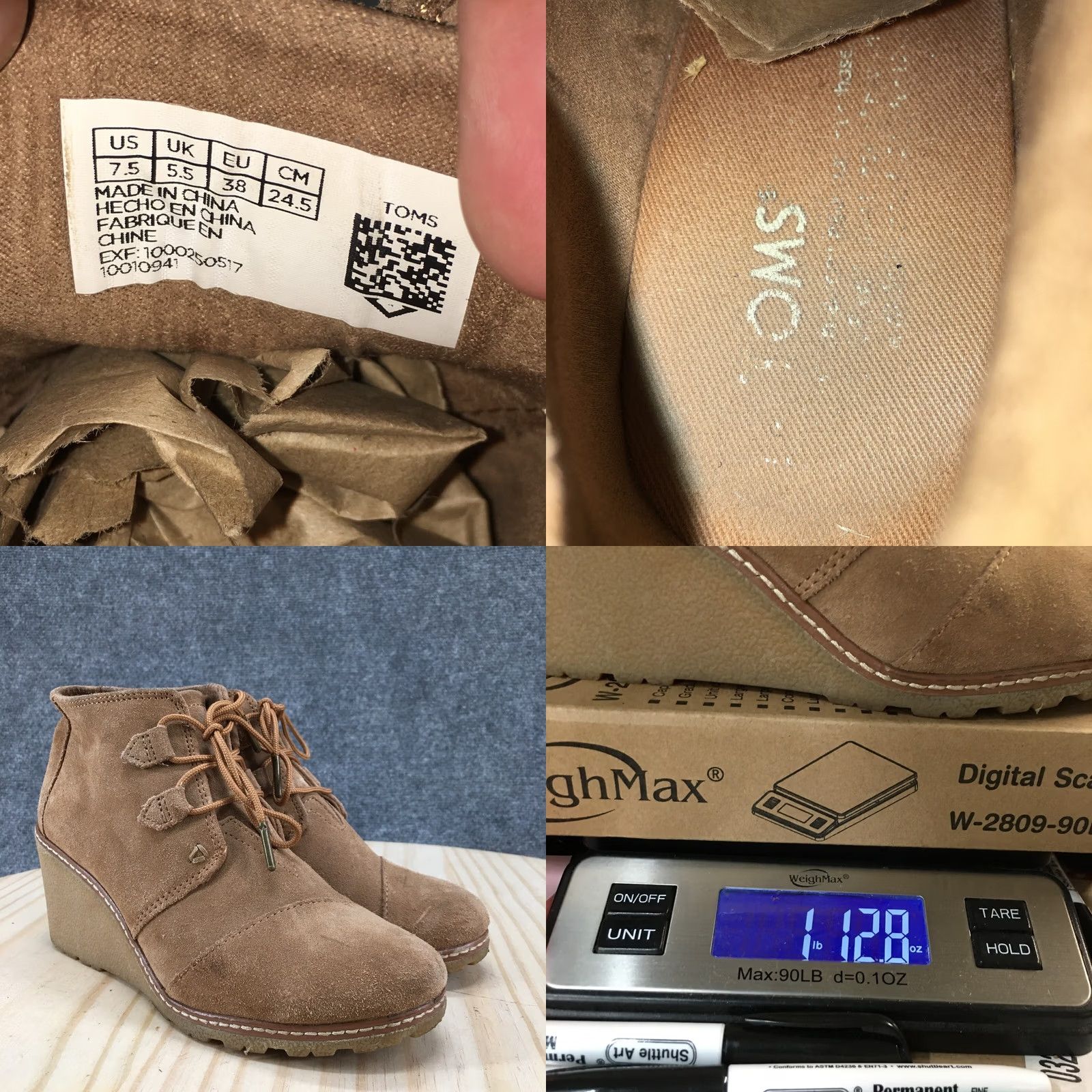 Toms TOMS Boots Womens 7.5 Kala Desert Wedge Ankle Bootie Brown Suede Casual Boots Size US 8 / IT 38 - 10 Thumbnail