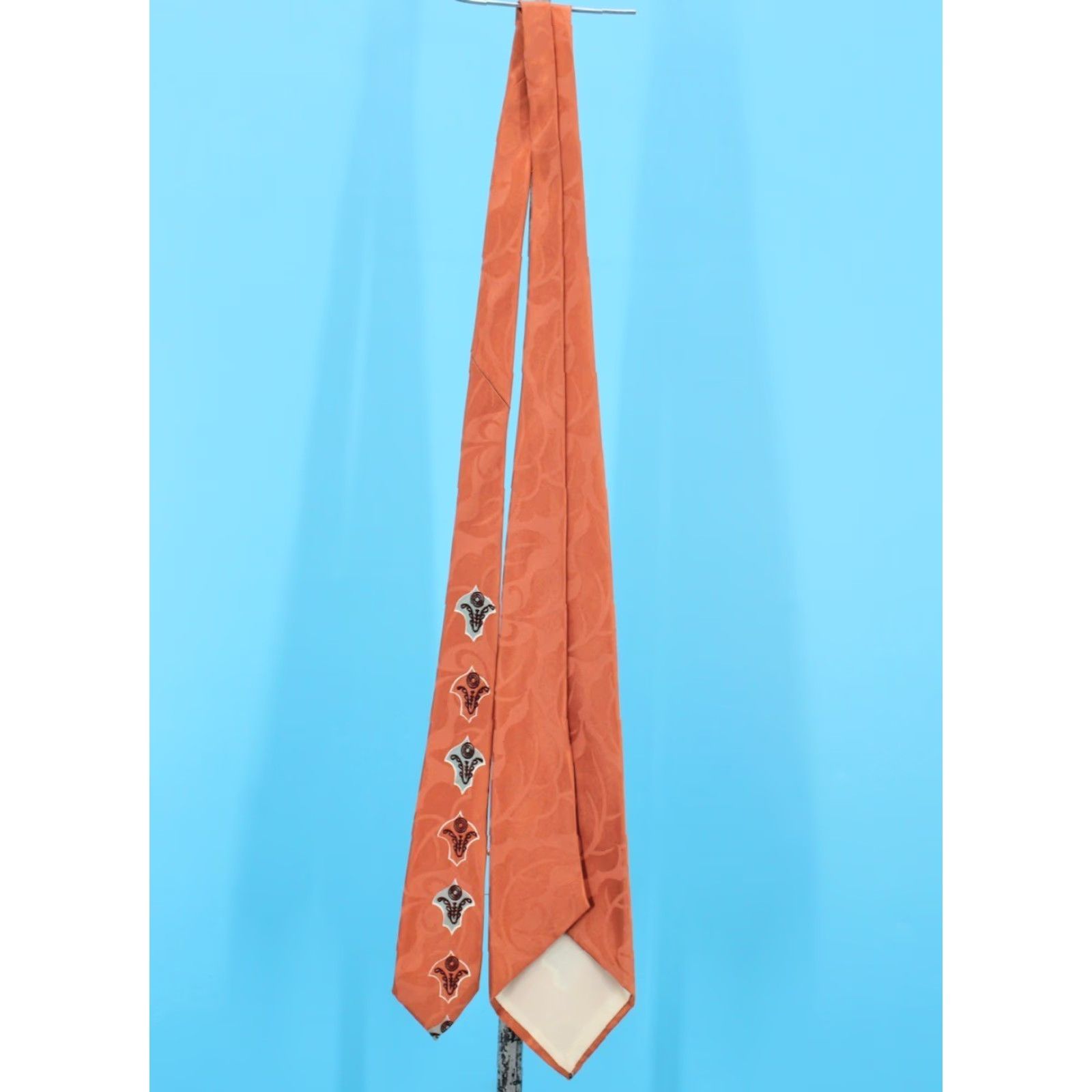 Vintage VTG Pilgrim Necktie 40s Tie Orange Rayon Men Size ONE SIZE - 7 Thumbnail