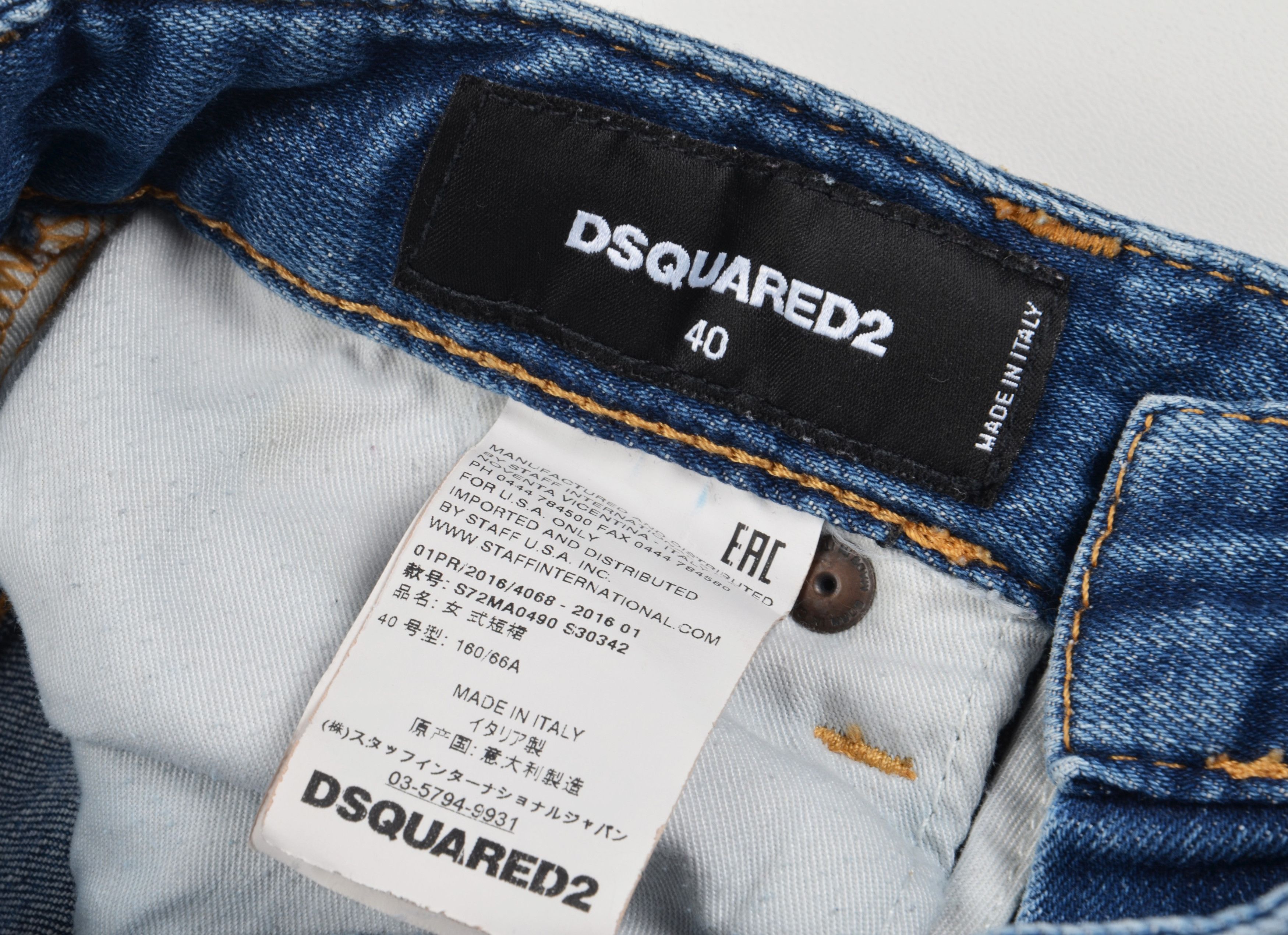 Dsquared2 Vintage Dsquared2 Y2K Grunge Distressed Denim Pencil Skirt Size 25" / US 0 / IT 36 - 8 Thumbnail
