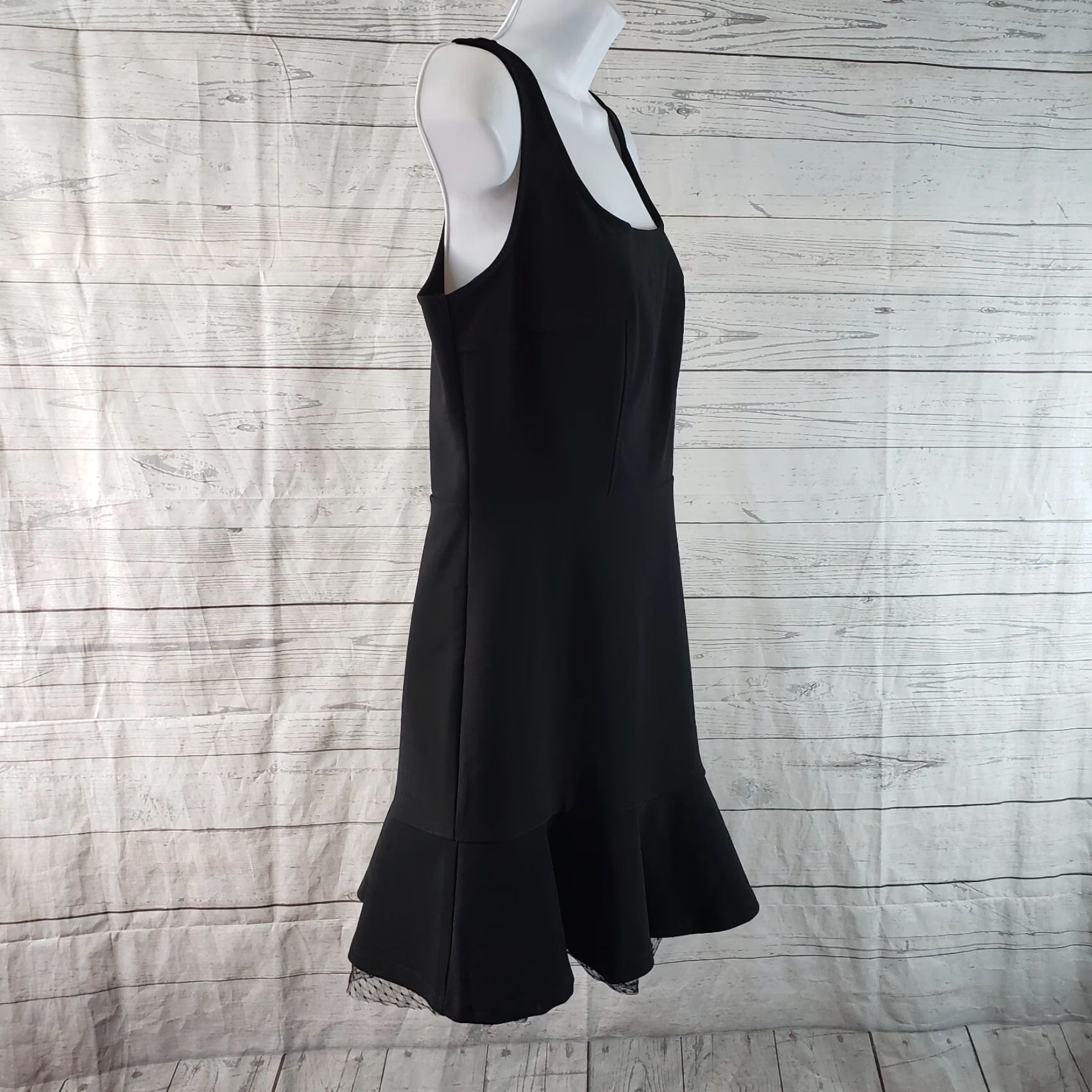 Lulus Lulus Dress Womens Large Solid Black Sleeveless Square Neck Tulle Trim Mini Short Size L / US 10 / IT 46 - 3 Thumbnail