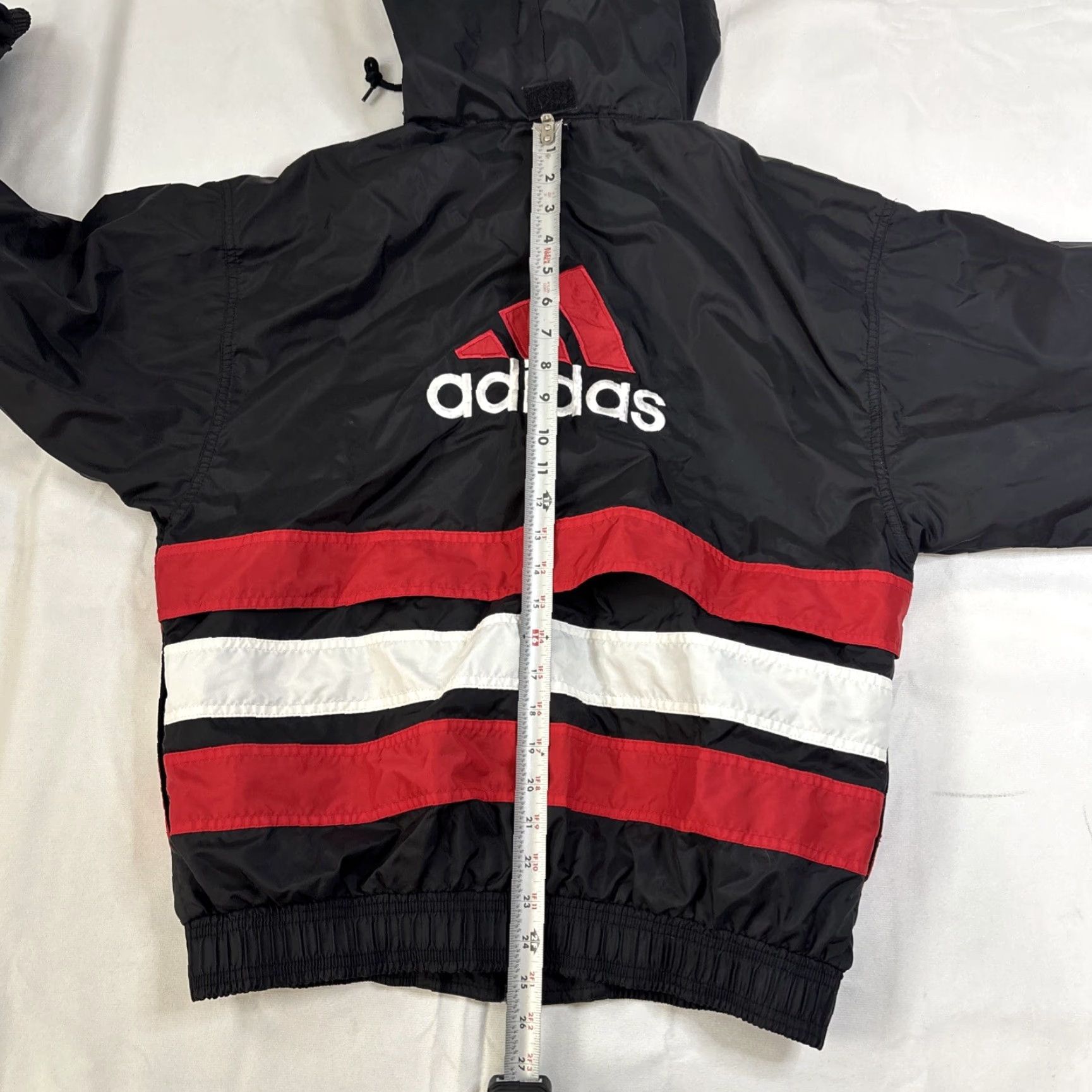 Adidas VINTAGE adidas Full Zip Track Jacket Striped Spellout Hooded M Black Men Large Nylon Windbreaker Jacket Size US M / EU 48-50 / 2 - 8 Thumbnail