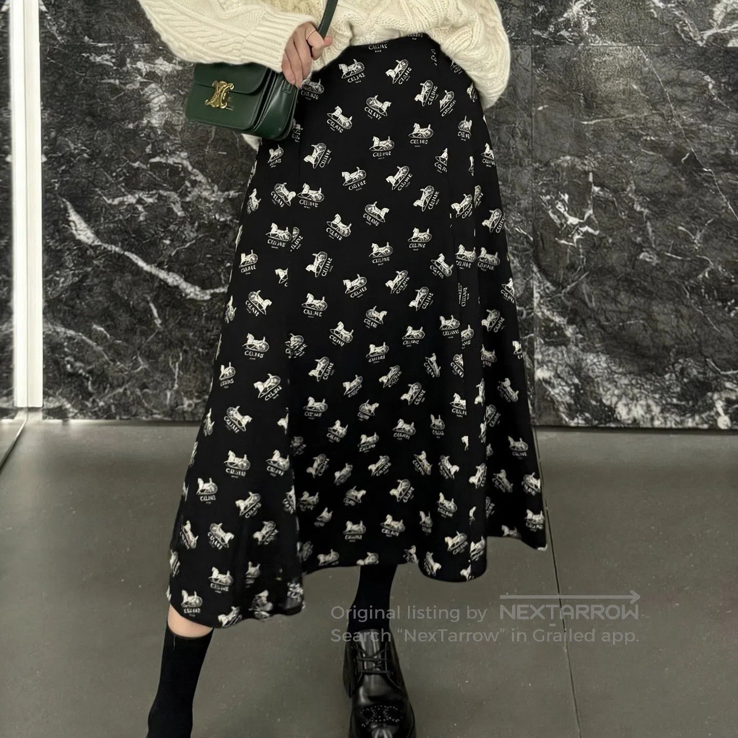 Celine CELINE Logo Printed Casual A-Line Skirt| Size 33" - 8 Thumbnail
