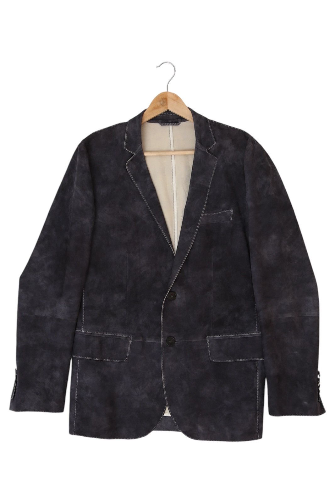 Genuine Leather × Hugo Boss Hugo Boss Grey Italian Lamb Suede Leather Blazer Jacket Size US M / EU 48-50 / 2 - 1 Thumbnail