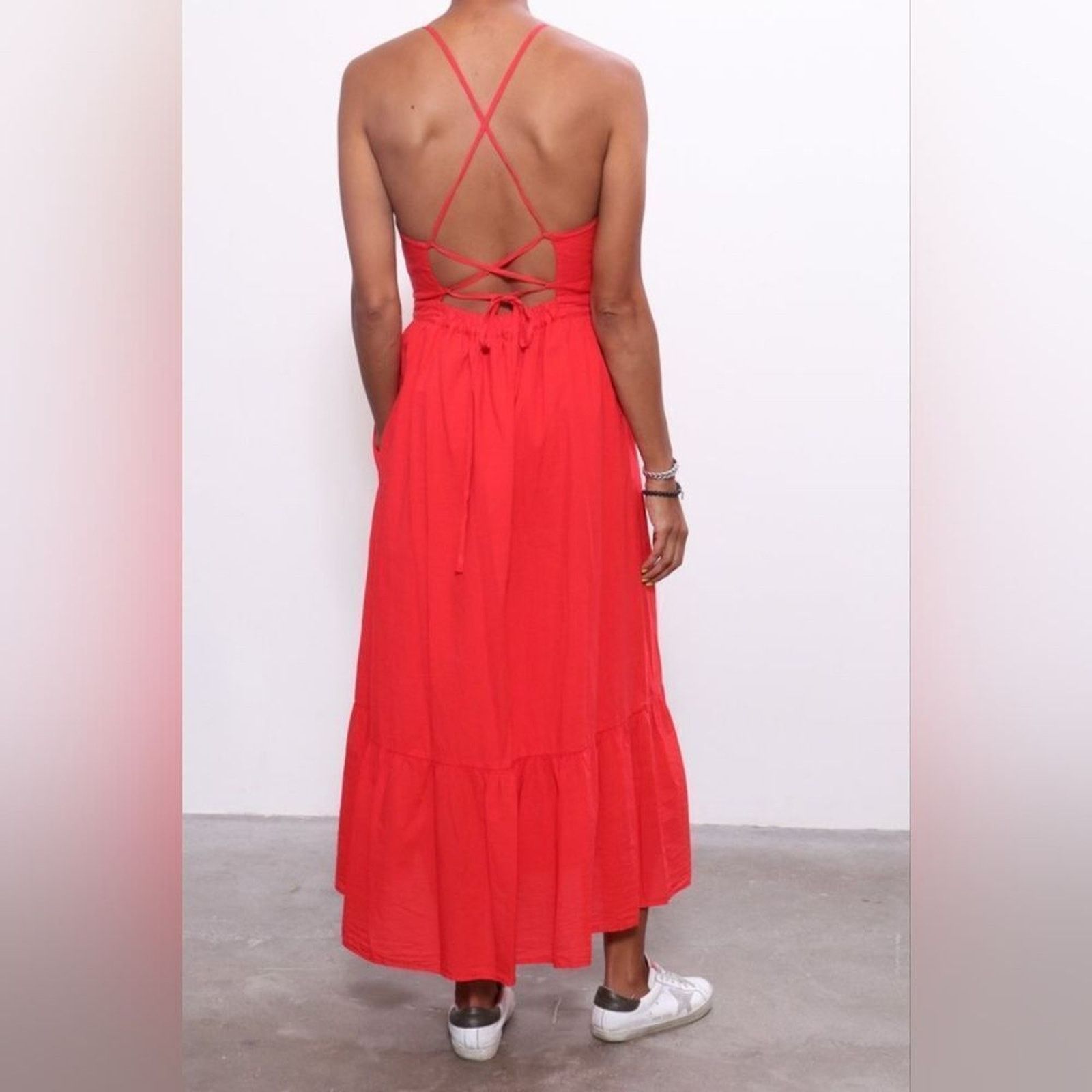 Xirena Xirena Red Torch Lena Strappy Button Front Maxi Dress Sz L Size L / US 10 / IT 46 - 2 Thumbnail