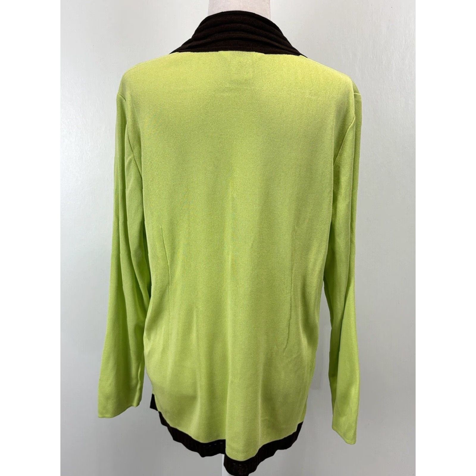 Vintage Exclusively Misook Women's Large Green Ribbed V-Neck Cardigan Acrylic Knit Size L / US 10 / IT 46 - 3 Thumbnail