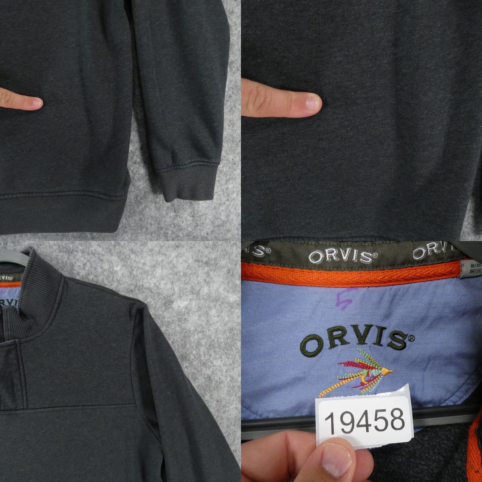 Orvis Orvis Sweater Mens XL Pullover Gray Fleece 1/4 Zip w Snap Over Size US XL / EU 56 / 4 - 8 Thumbnail