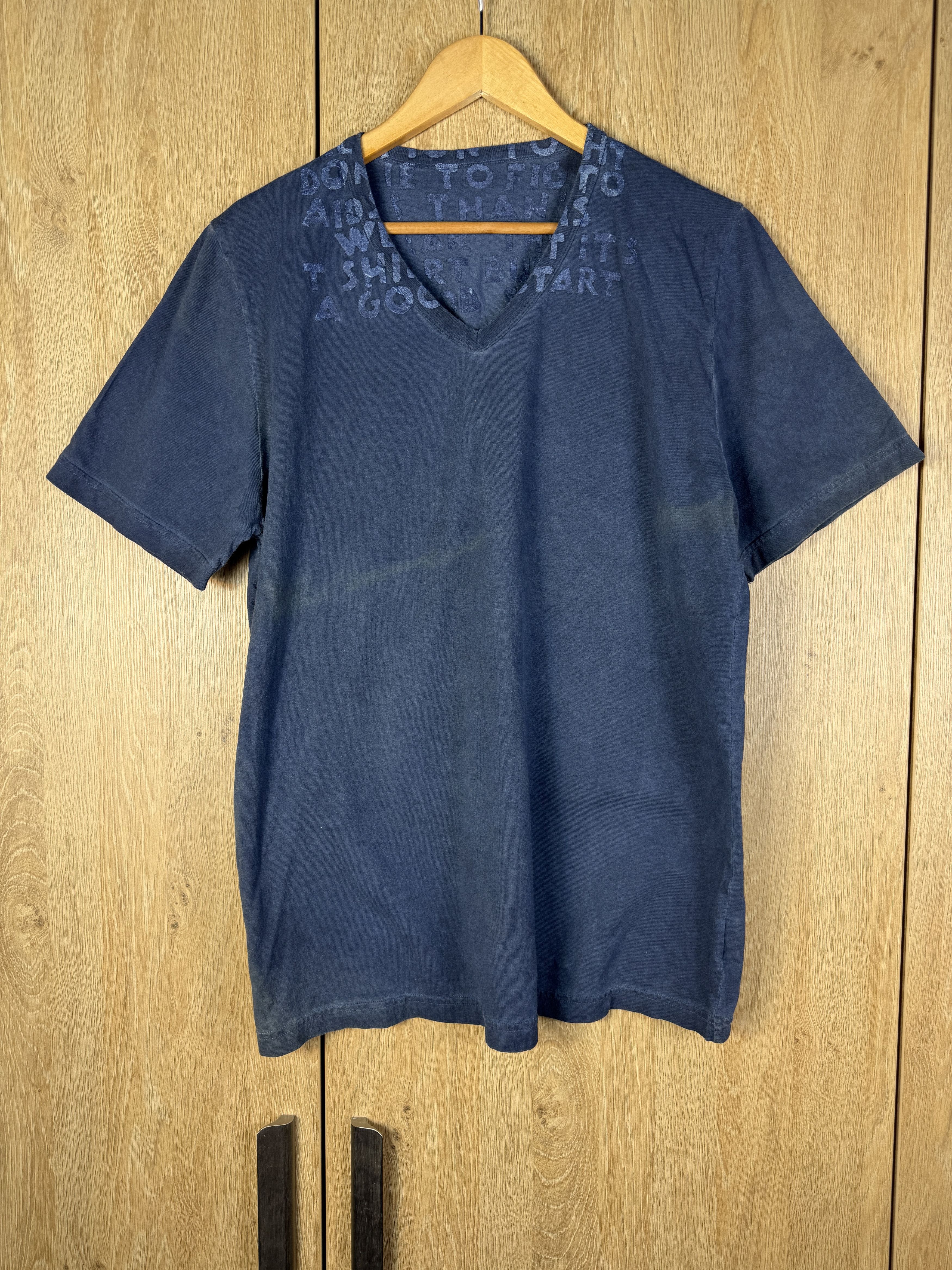 Maison Martin Margiela AIDS opium blue V neck T-shirt