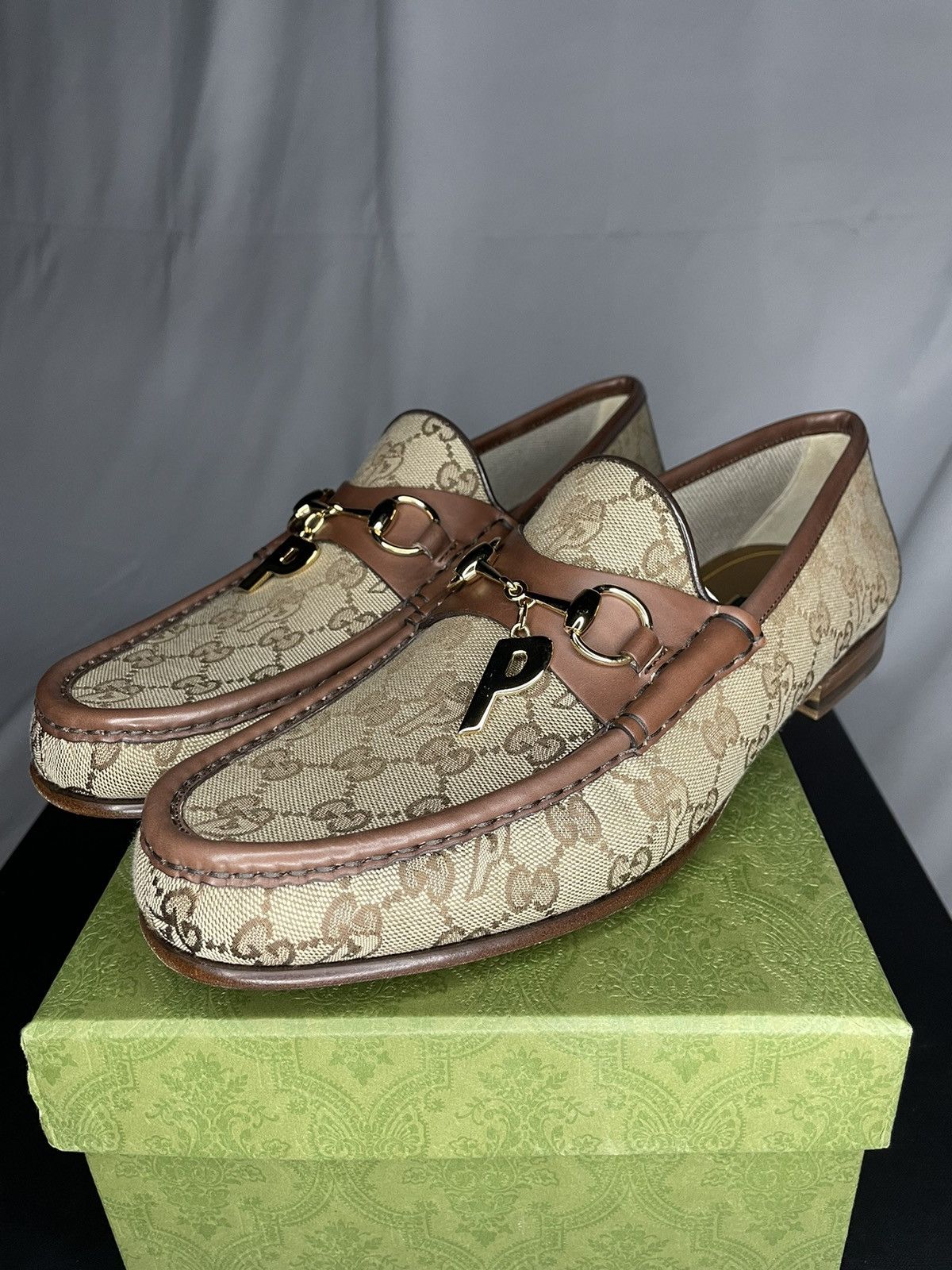 image of Gucci x Palace Horsebit GG Loafers in Beige, Men's (Size 11.5)