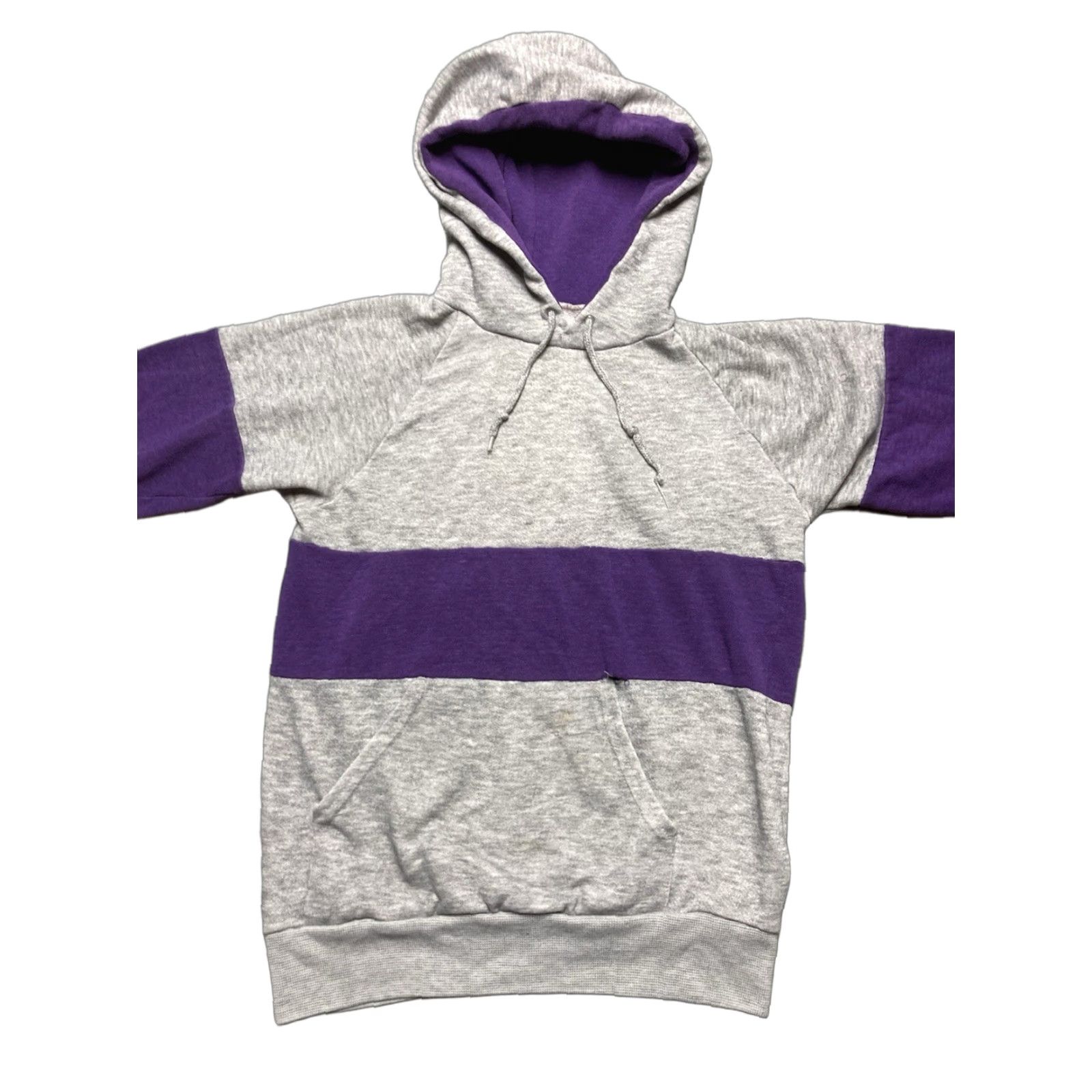 Vintage VINTAGE Hoodie 70s Pullover 2 tone tri blend Gray Purple Adult Small Mens Girls Womens Size US S / EU 44-46 / 1 - 1 Thumbnail