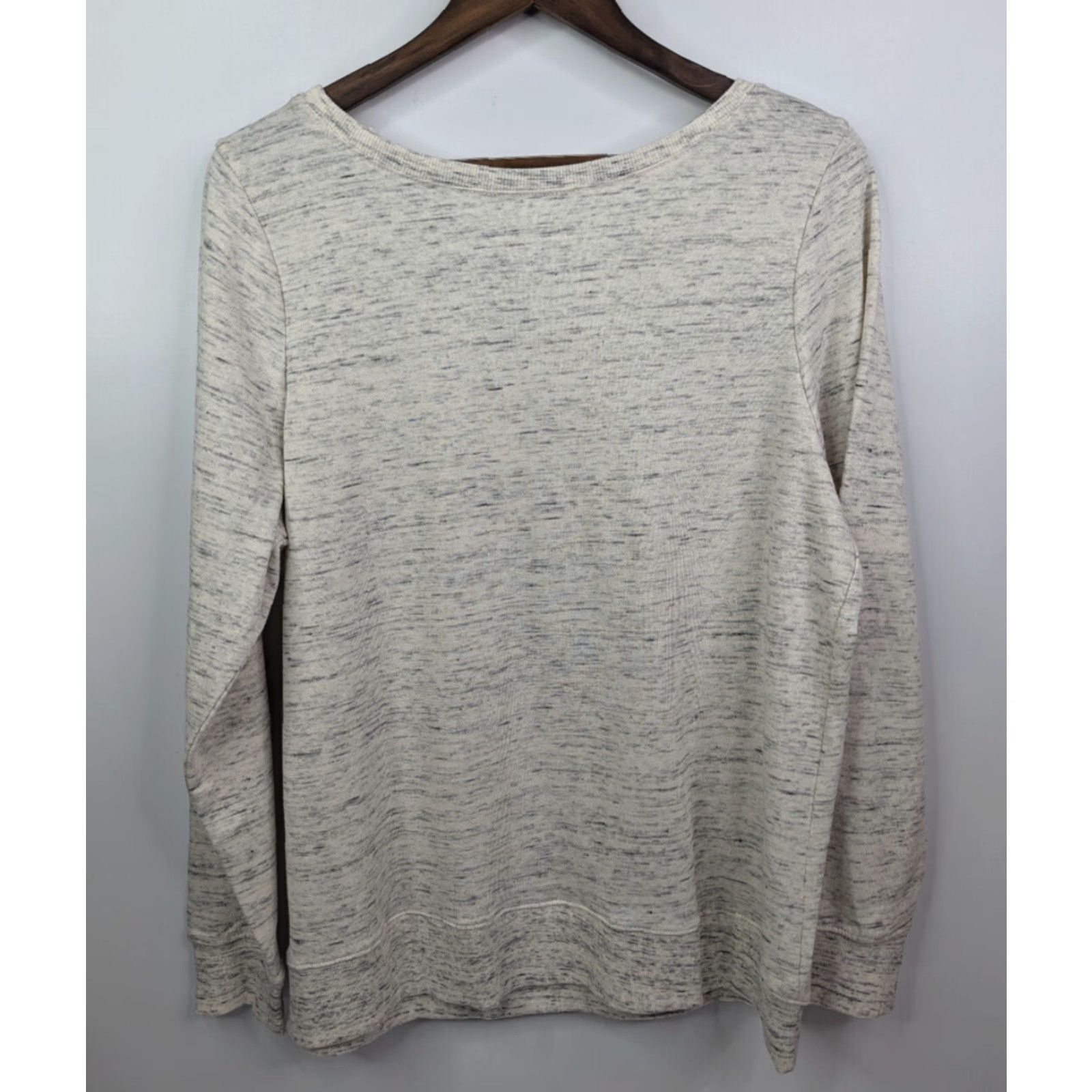 Vintage Lane Bryant NWT Heathered Rhinestone Scoop Neck Long Sleeve Top Pullover 14/16 Ivory Women Blouse Size XL / US 12-14 / IT 48-50 - 3 Thumbnail