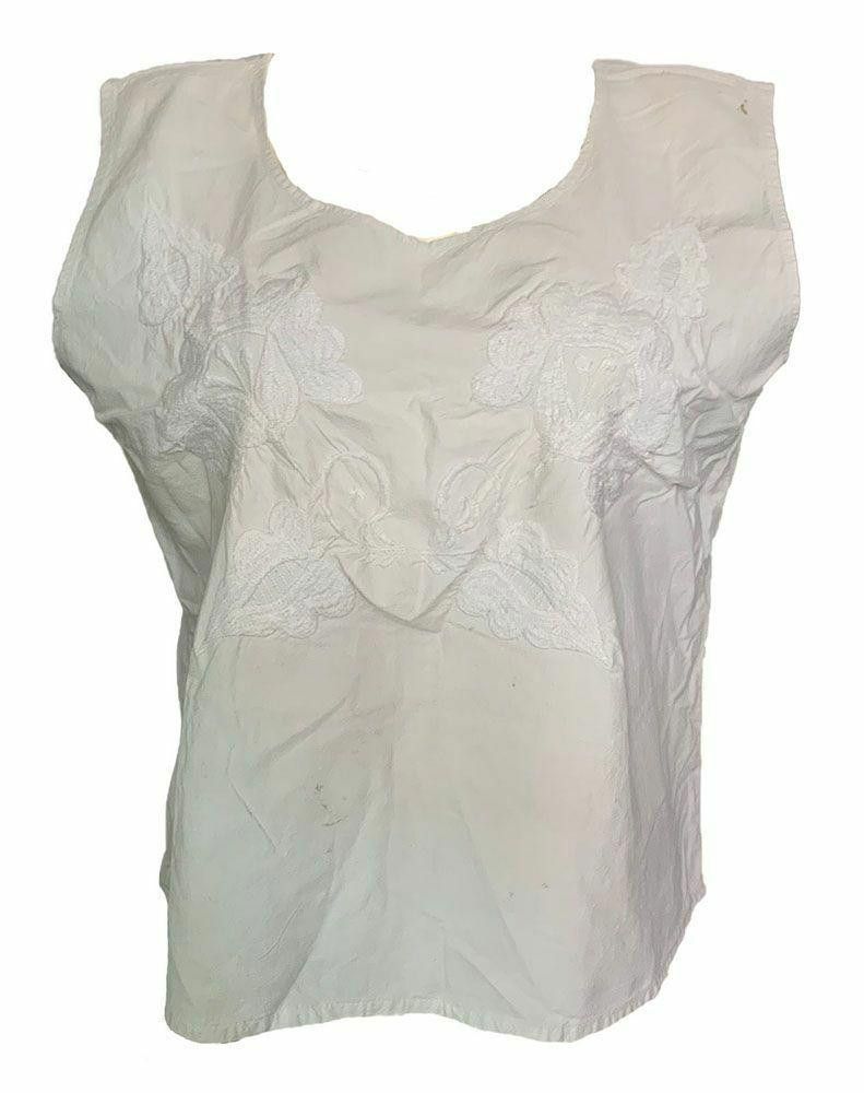 Designer Pre Owned Mexican White Embroidered Hand Made Blouse L Size L / US 10 / IT 46 - 1 Thumbnail