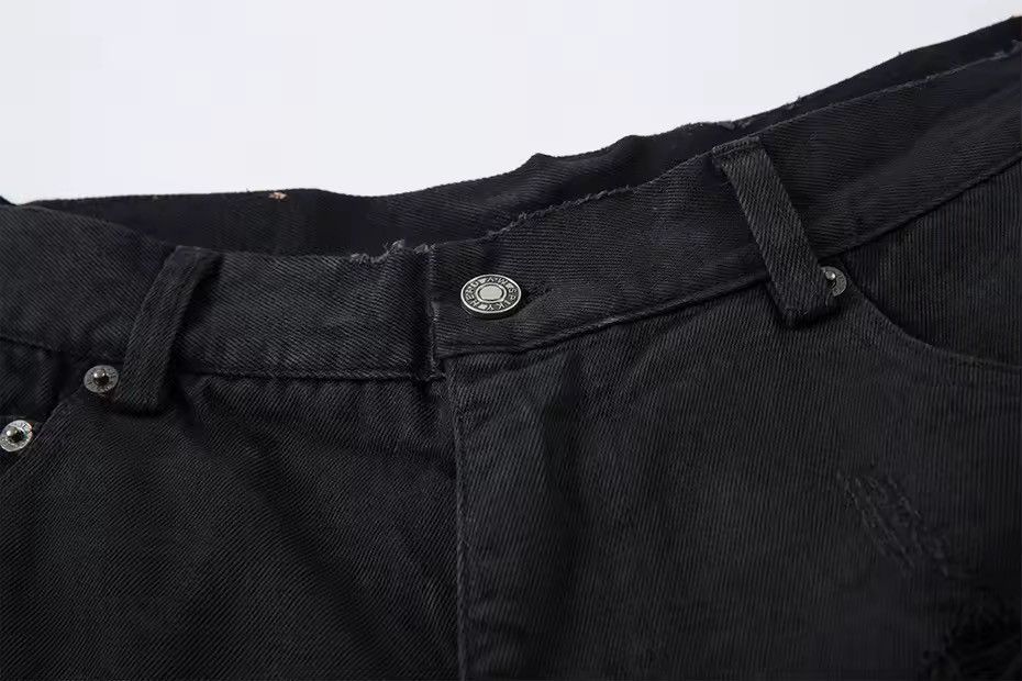Jean Camouflage Patchwork Hole Vintage Black Shorts Jorts Size US 30 / EU 46 - 5 Thumbnail
