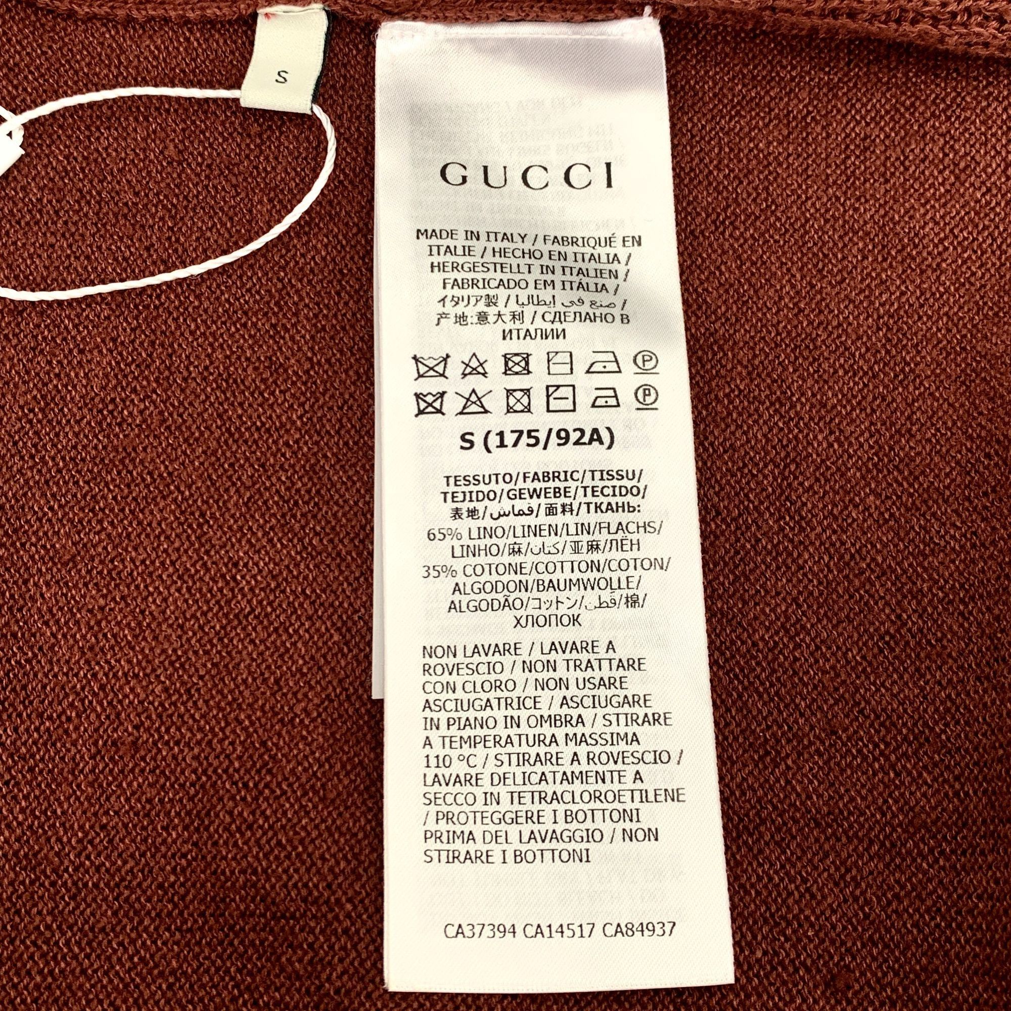 Gucci Gucci Mens Brown & Multicolor Striped Wool Cotton Blend Card Size S / US 4 / IT 40 - 5 Thumbnail