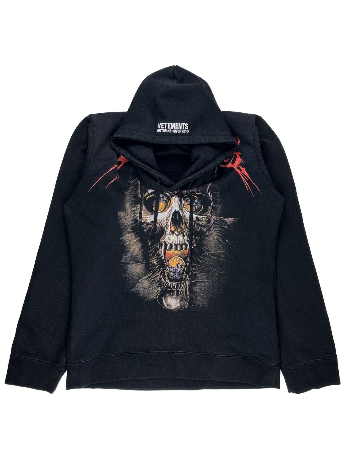 image of Aw18 Vetements Misplaced Skull Hoodie Black, Men's (Size Small)