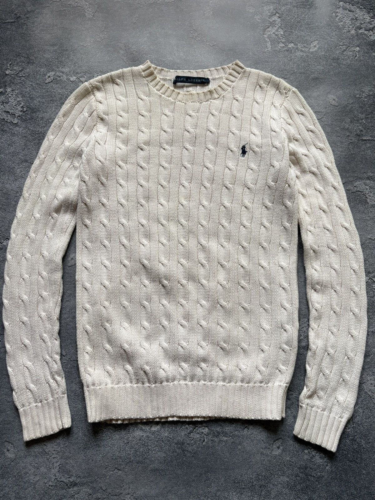 Polo Ralph Lauren Vintage Polo Ralph Lauren Luxury White Cable Knit Sweater Size S / US 4 / IT 40 - 2 Thumbnail
