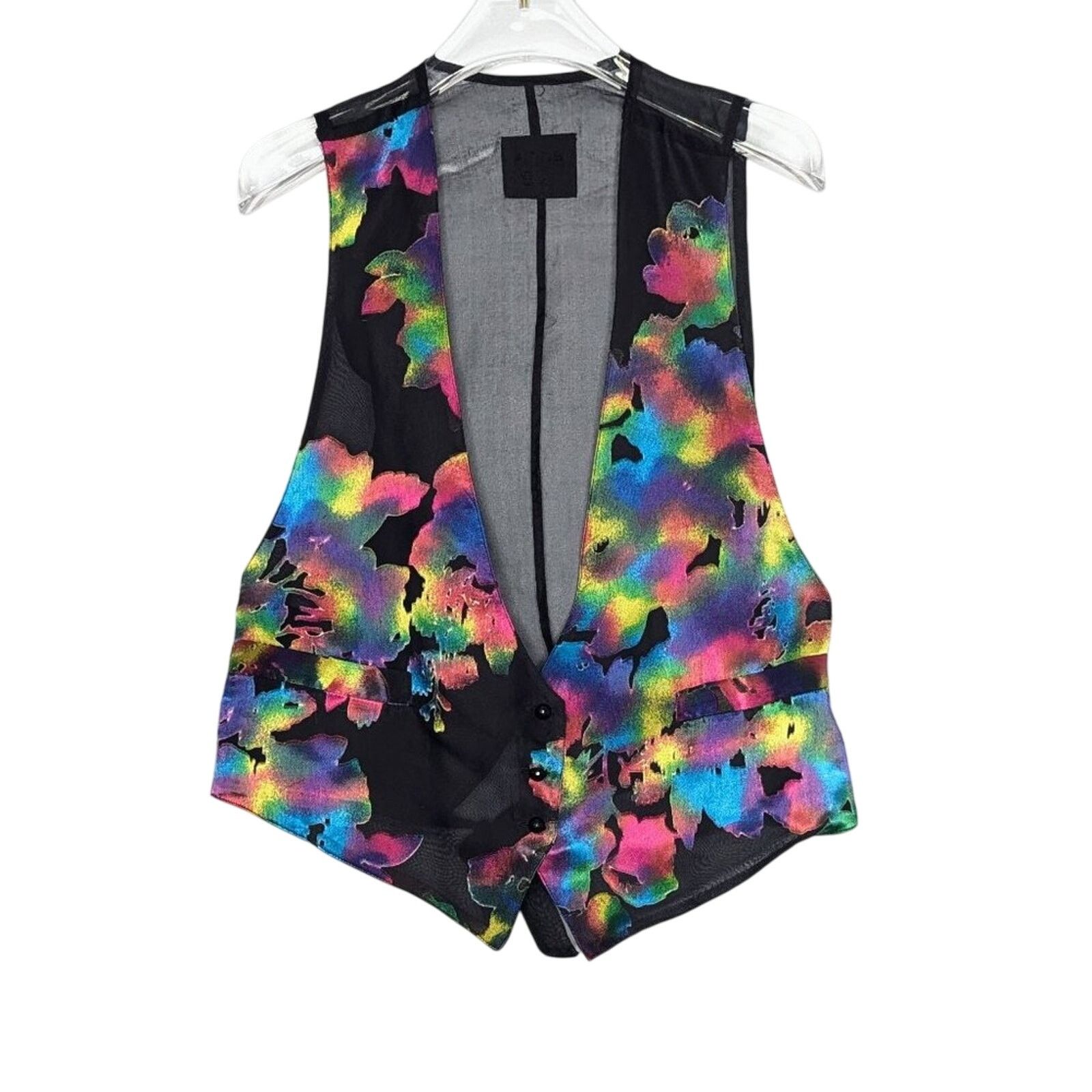 Anna Sui Anna Sui Vintage 90s Rainbow Semi Sheer Floral Vest Button Size S / US 4 / IT 40 - 1 Thumbnail