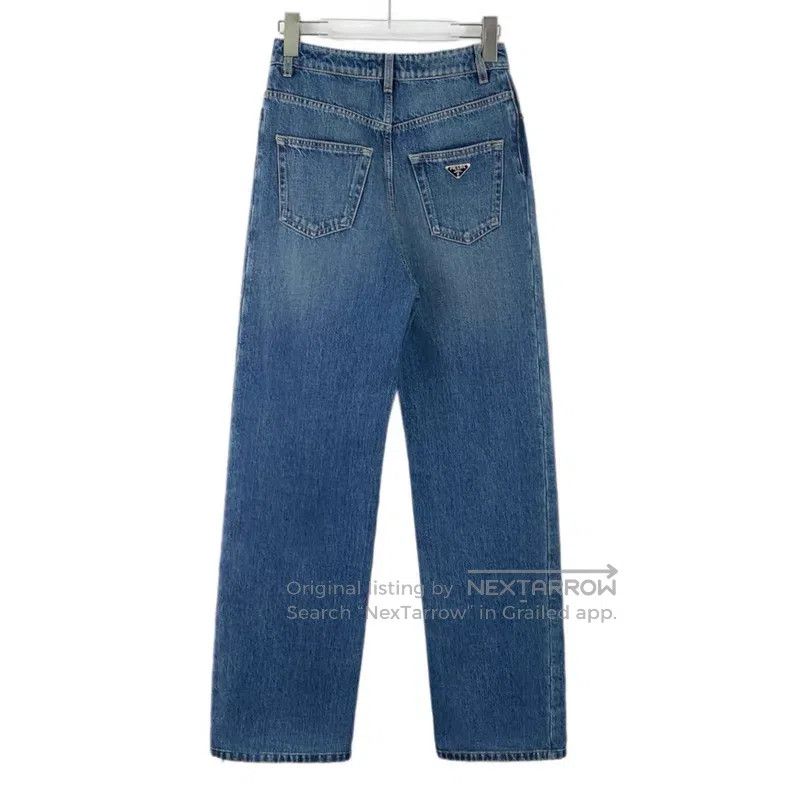 Prada Prada 25 styles of blue triangle cotton casual denim trous Size 25" / US 0 / IT 36 - 2 Thumbnail