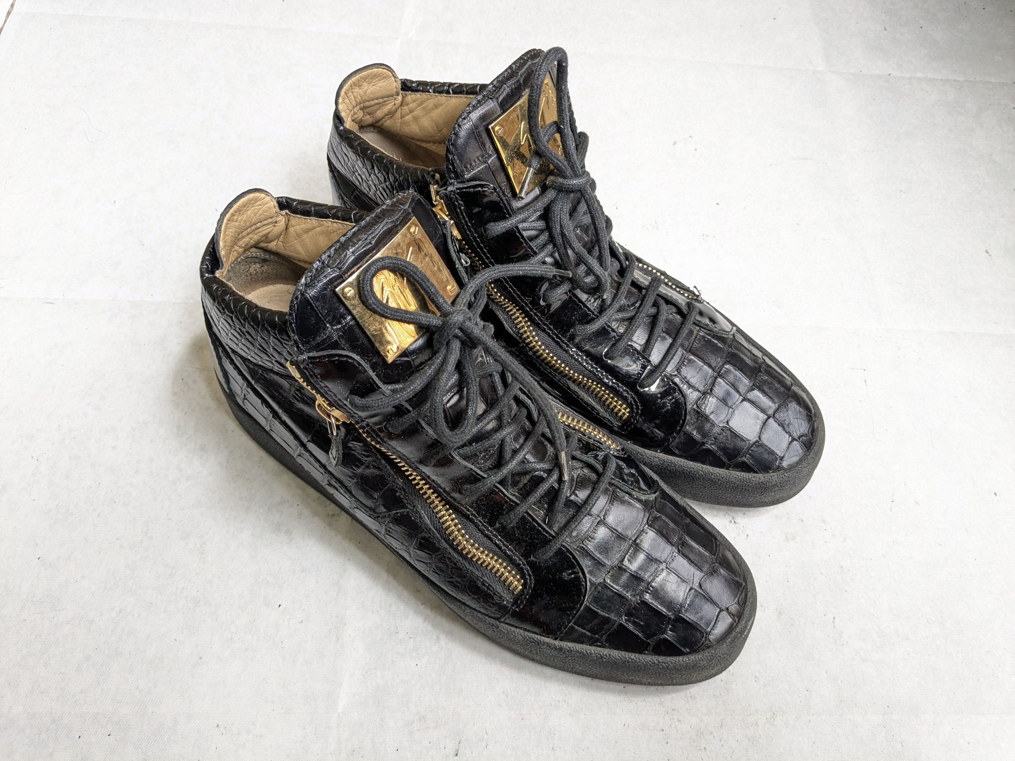 Giuseppe Zanotti Giuseppe Zanotti High Top Sneakers 13 46 Black Gold Size US 13 / EU 46 - 4 Thumbnail