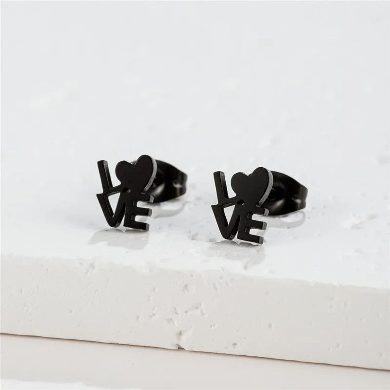 Jewelry Love Letter Stud Earrings Charm Earring Gift Size ONE SIZE - 1 Preview