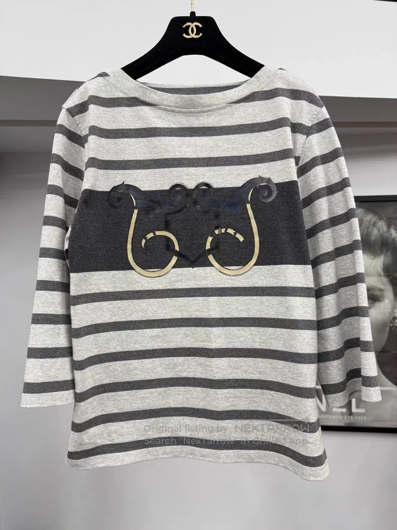 Hermes Hermes Grey Striped T-Shirt Size XS / US 0-2 / IT 36-38 - 1 Thumbnail