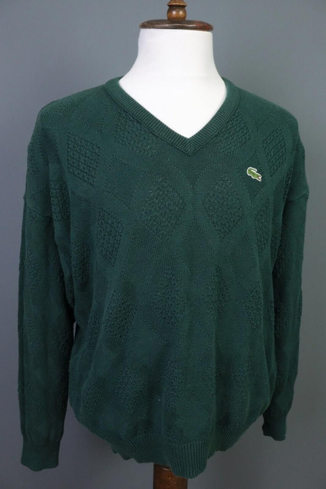 Lacoste Lacoste Chemise Green V-Neck Knit Sweater Size 6 / XL Size US M / EU 48-50 / 2 - 7 Thumbnail