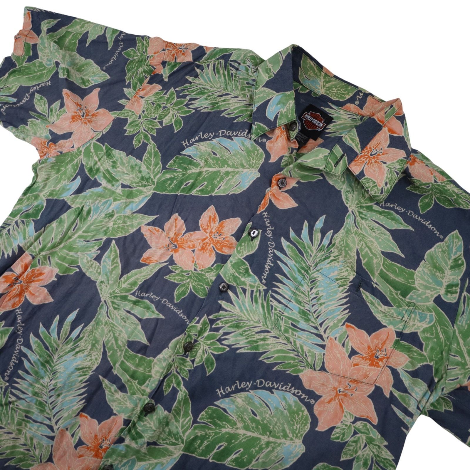 Harley Davidson × Vintage Vintage Harley Davidson Floral Hawaiian Button Up Shirt Size US XL / EU 56 / 4 - 2 Thumbnail