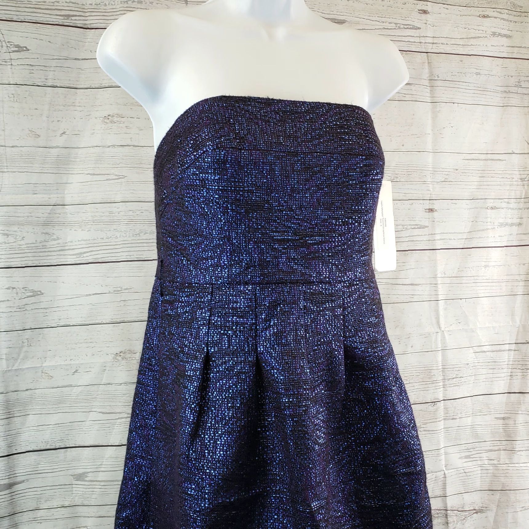 Lela Rose Lela Rose Lapis Metallic Tweed Strapless Dress Sz 6 Purple Blue Size M / US 6-8 / IT 42-44 - 3 Thumbnail
