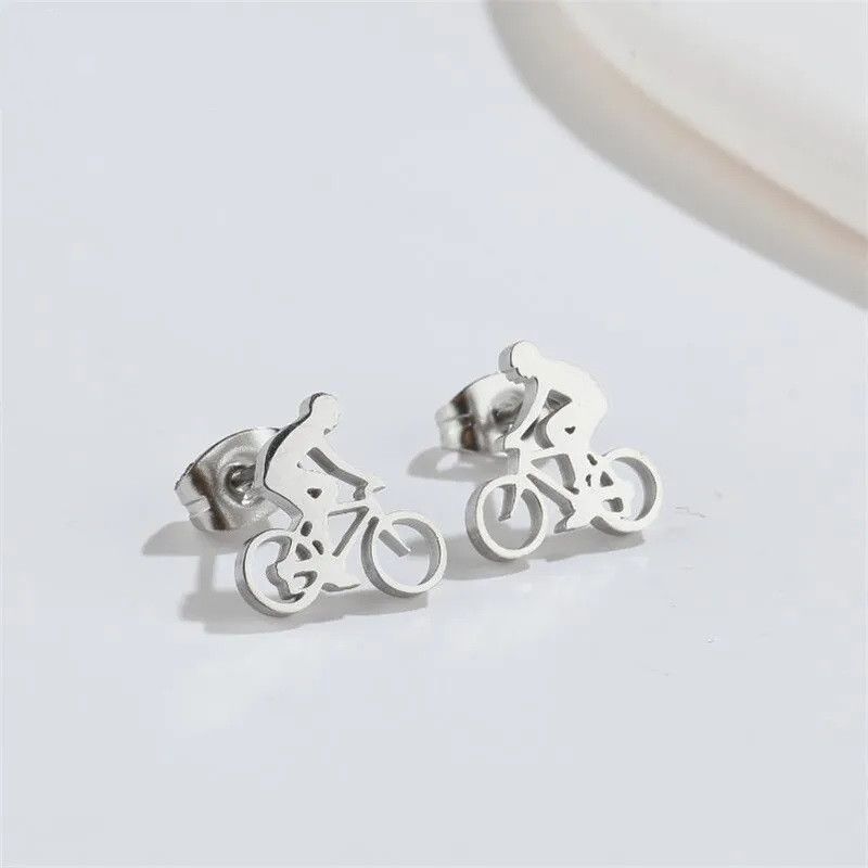 Jewelry Bike Bicycle Mini Stud Earrings Charm Earring Gift Size ONE SIZE - 2 Thumbnail