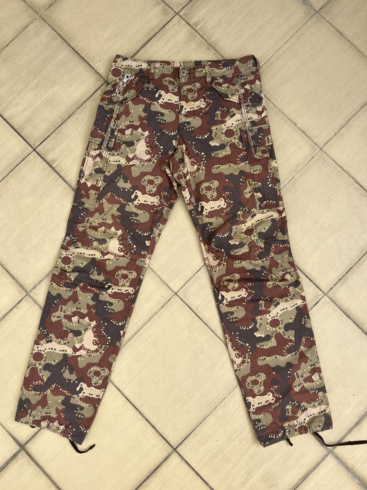 image of Slow Wear Made In Japan Camo Parachute Cargo Trouser in Camouflage, Men's (Size 32)