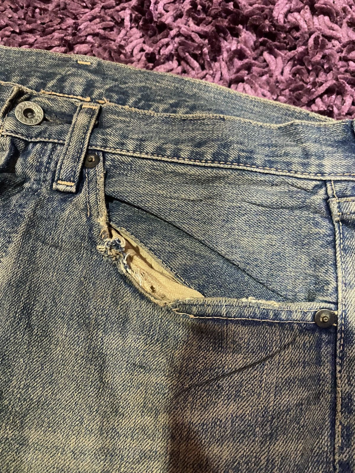 Levi's Vtg Trashed Levis 501xx BIG E 4501 WW2 Selvedge Jeans Size US 30 / EU 46 - 9 Thumbnail