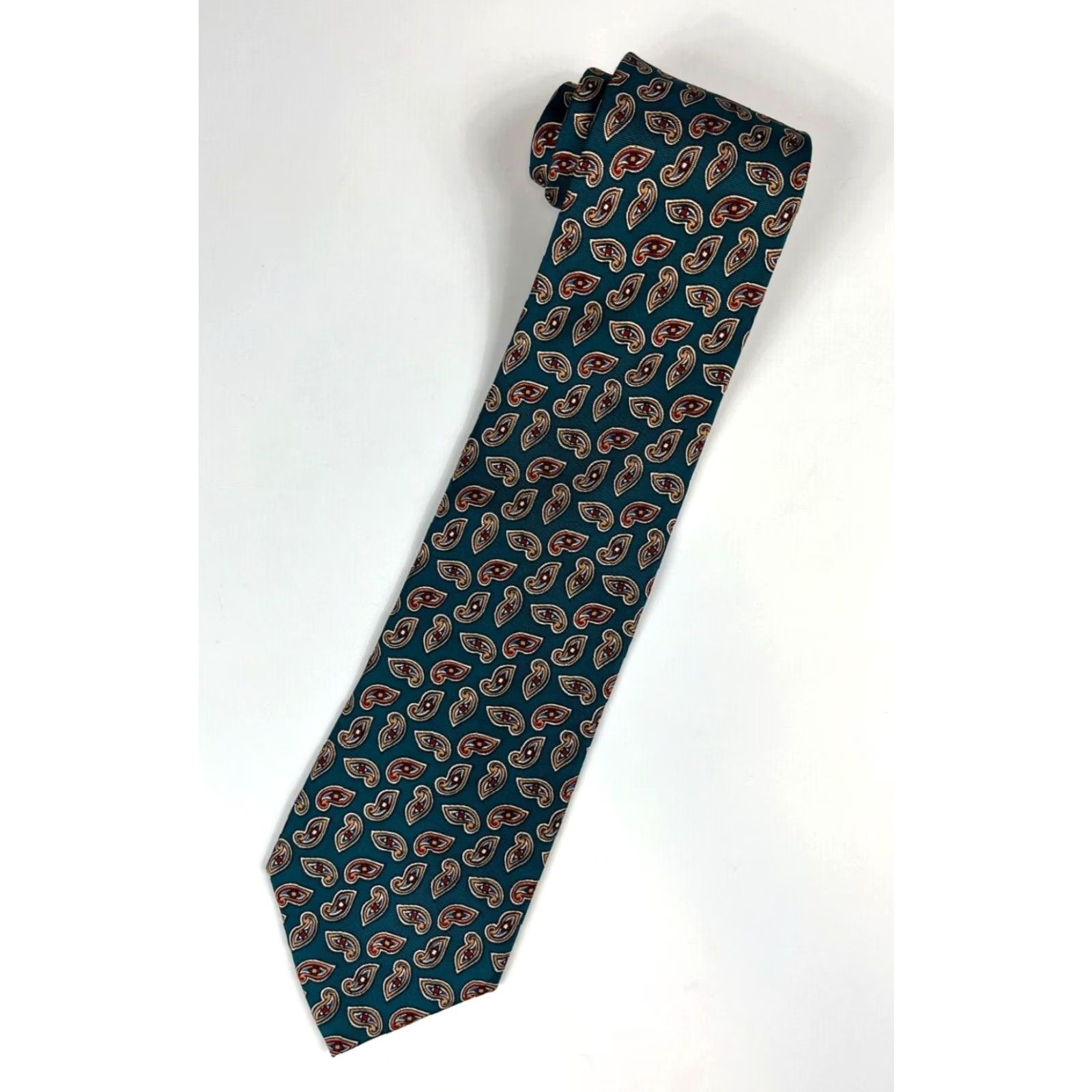 Brooks Brothers VINTAGE Brooks Brothers Silk Tie Paisley Men’s Tie Wide 3.75" Green 58.25" 100% Silk Satin USA Brand: Brooks Brothers Mens Size ONE SIZE - 2 Thumbnail