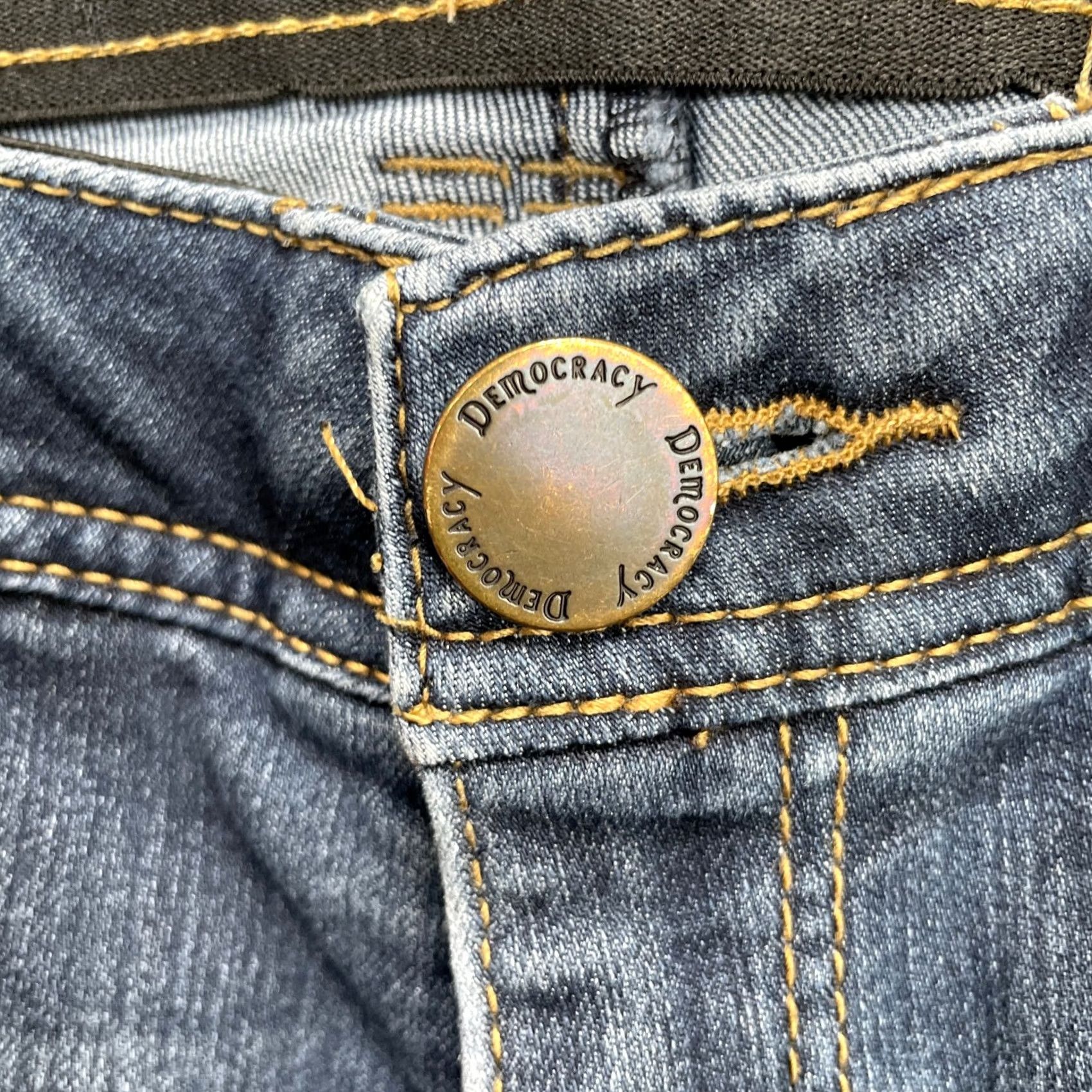 Vintage Democracy Jeans Womens Blue Skinny Stretch Mid Rise Denim Slim Dark Wash 32x28 Size 24" / US 00 / IT 34 - 3 Thumbnail