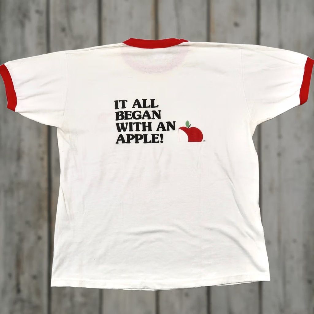 Jerzees VINTAGE Apple Juice Jerzees T-Shirt Mens L White Red Ringer USA 80s Size US L / EU 52-54 / 3 - 1 Thumbnail