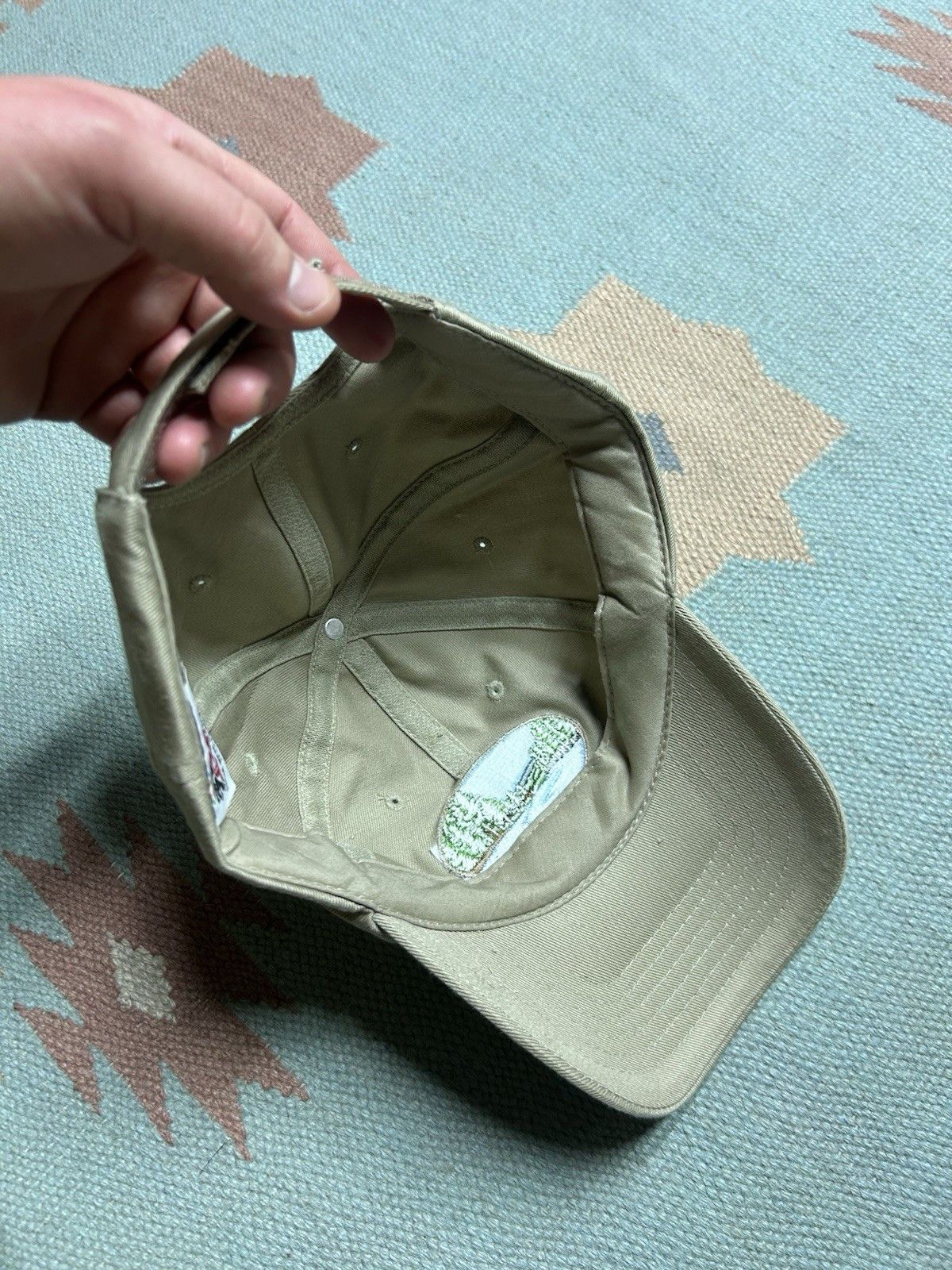 Vintage Vtg strapback hat Idaho river nature embroidered beige tan Size ONE SIZE - 6 Thumbnail