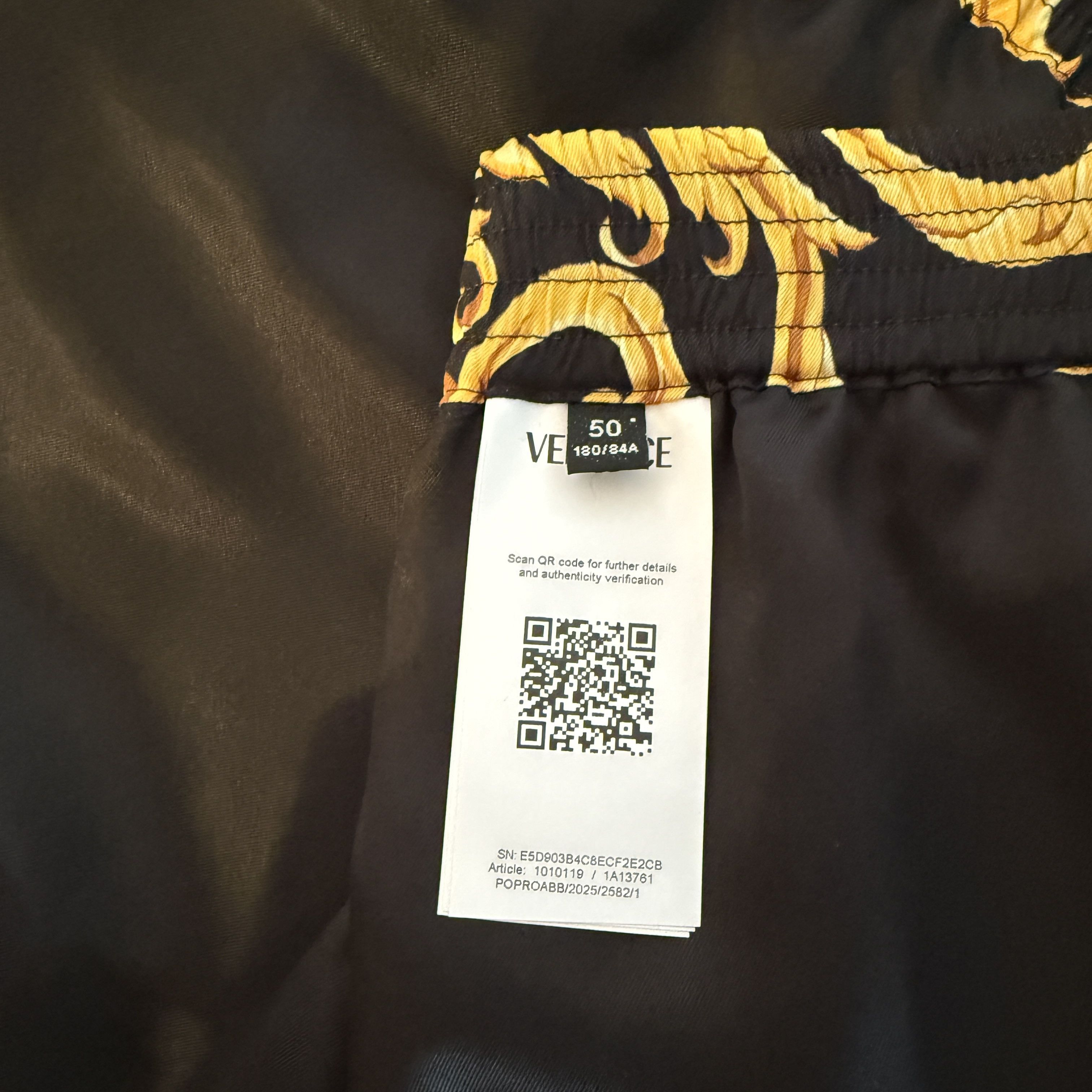 Versace Versace Men's Baroque Shorts Black Gold Print Shorts IT 50 Size US 31 - 12 Thumbnail