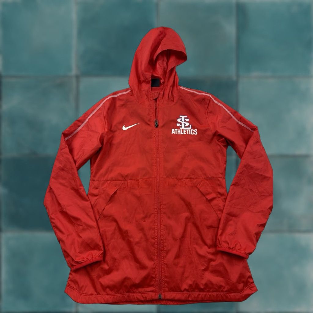 Nike Nike Jacket Womens Small Red Full Zip Hooded Rain Windbreaker La Salle College Womens Size S / US 4 / IT 40 - 1 Thumbnail