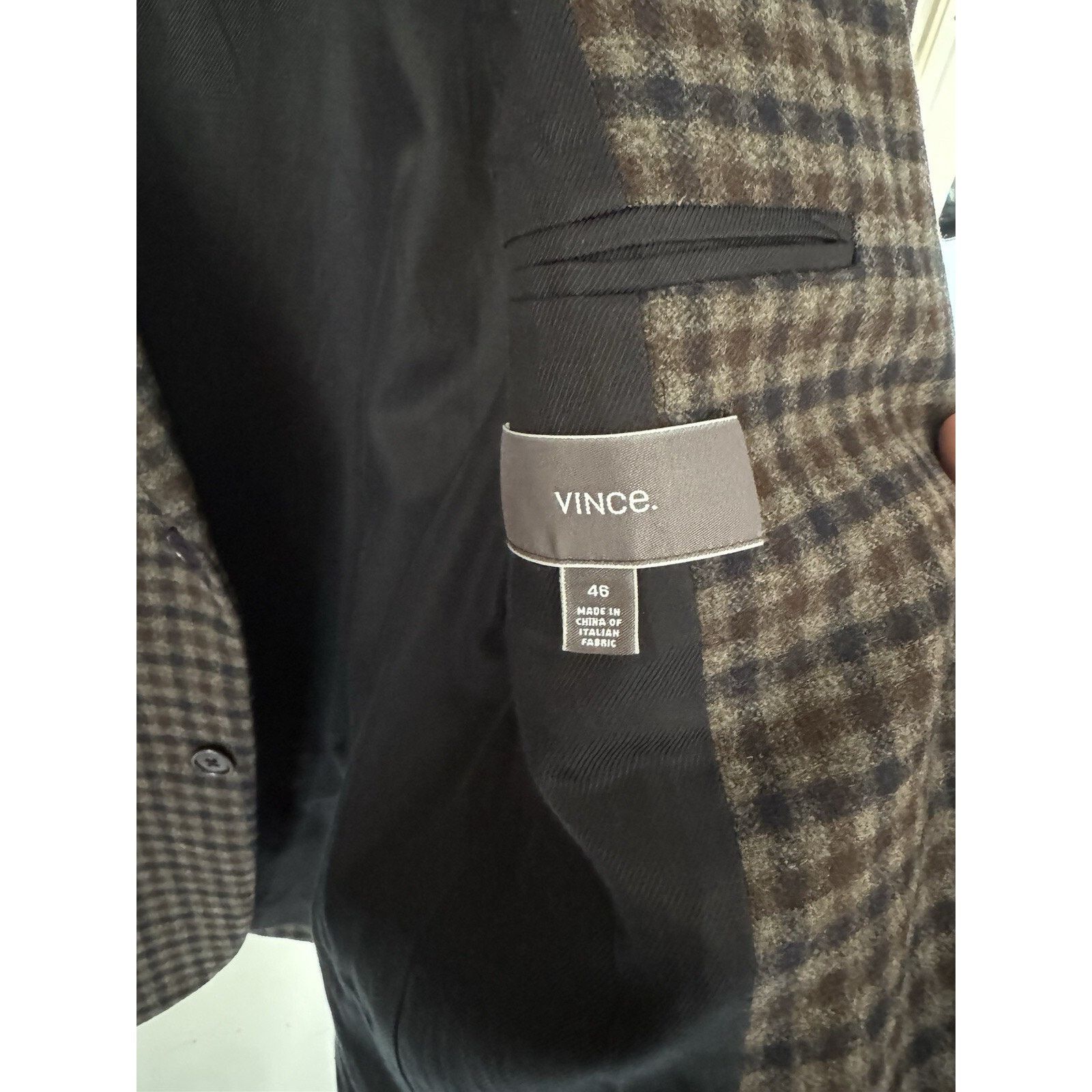 Vince Vince Checkered Wool Blend Sport Coat Blazer EUC Sz 46 Size 46R - 2 Thumbnail