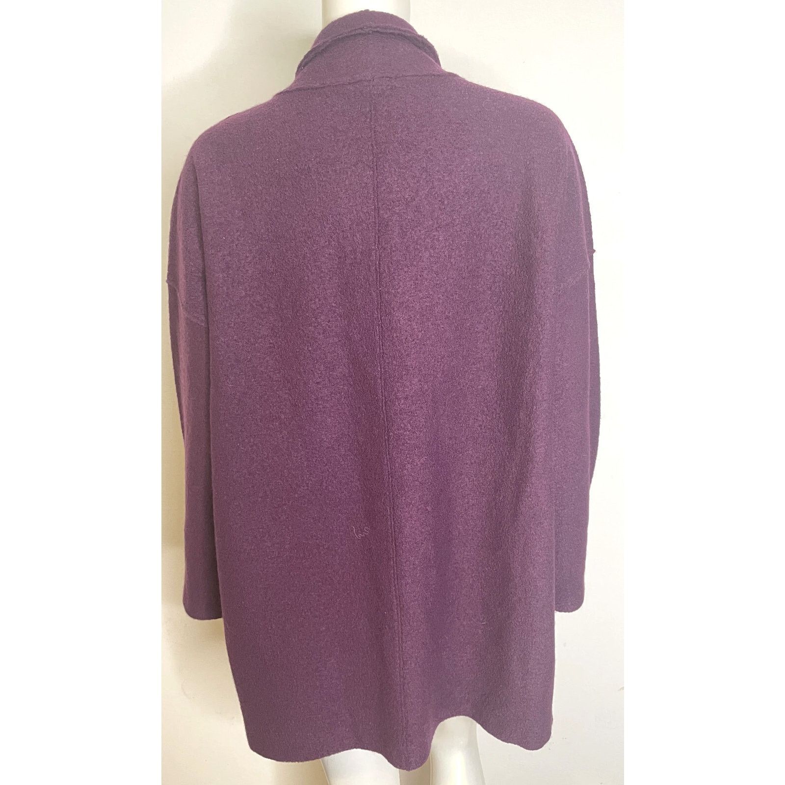 Eileen Fisher Eileen Fisher Plum Boiled Wool Kimono Jacket L NWT $348 Size L / US 10 / IT 46 - 2 Thumbnail