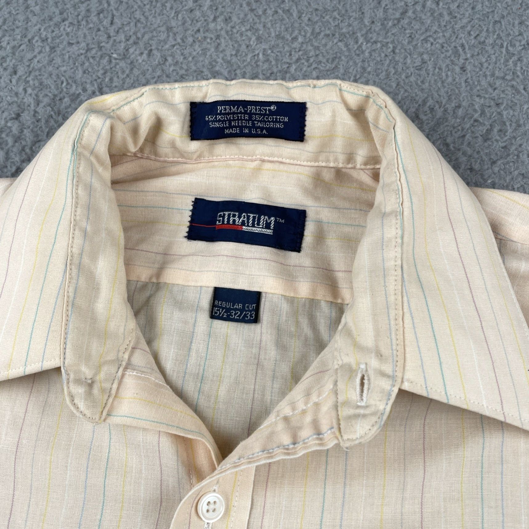 Vintage VINTAGE Stratum Perma Prest Long Sleeve Button Up Shirt 15.5 Large Made In USA Size US L / EU 52-54 / 3 - 3 Thumbnail