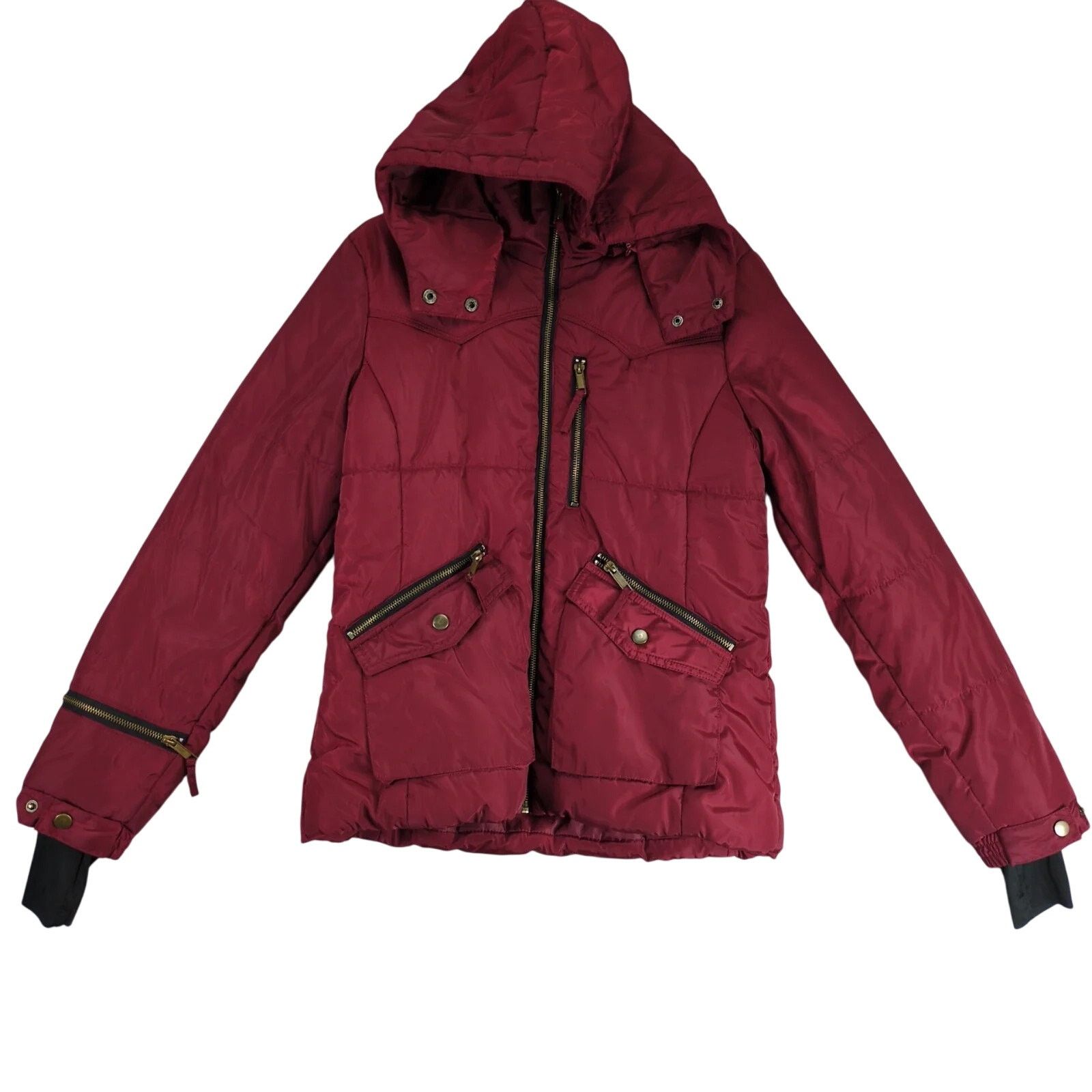 Other Rampage Merlot Puffer Coat Women's M Hooded Full Zip Pockets Size M / US 6-8 / IT 42-44 - 1 Thumbnail