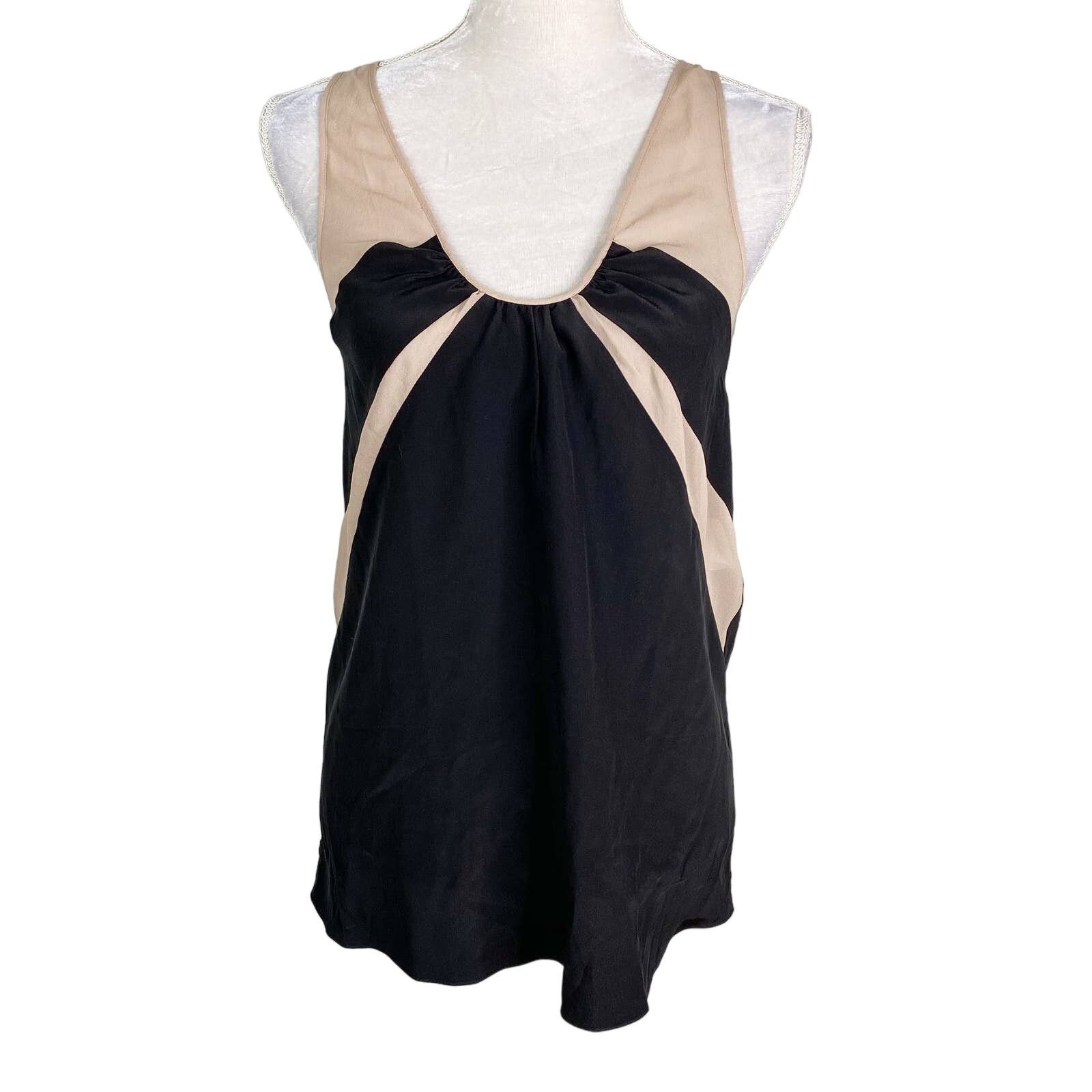 Faith Connexion Faith Connexion Top Tank 4 Silk Black Beige Semi Sheer New Size S / US 4 / IT 40 - 1 Thumbnail