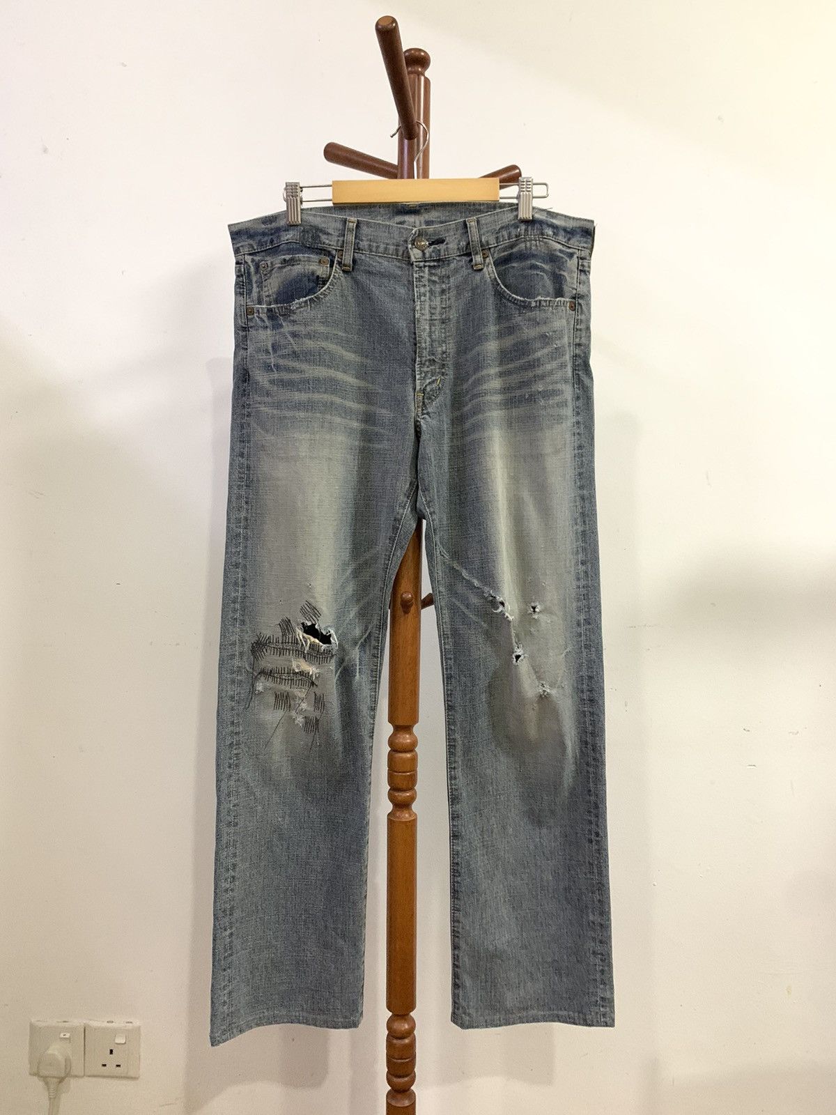 Japanese Brand BARTACK Distressed Denim Size US 34 / EU 50 - 1 Thumbnail