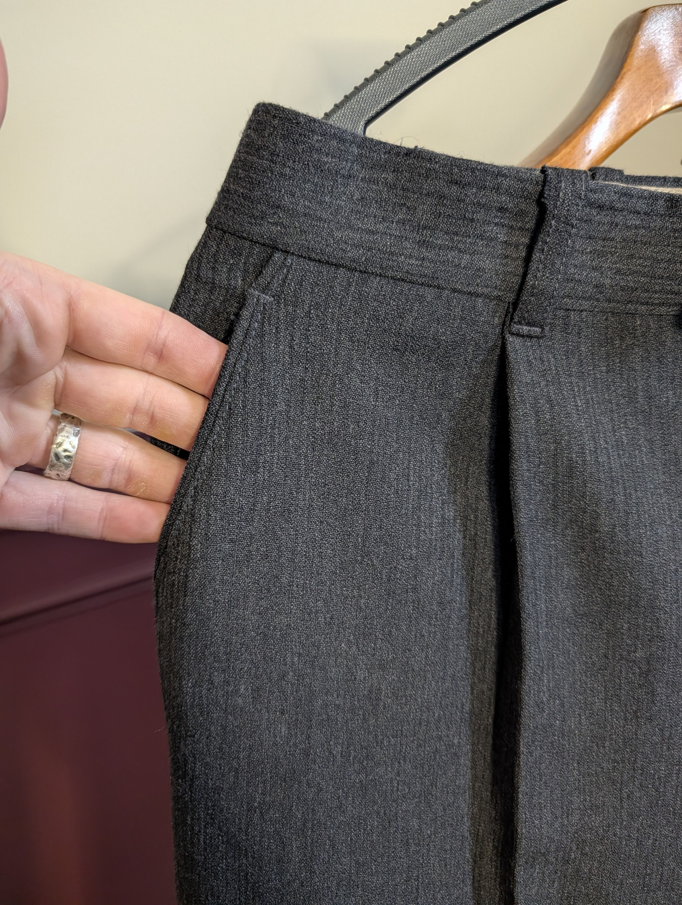 Perry Ellis MARC JACOBS ERA Early 90s textured stripe wool pants Size US 32 / EU 48 - 3 Thumbnail