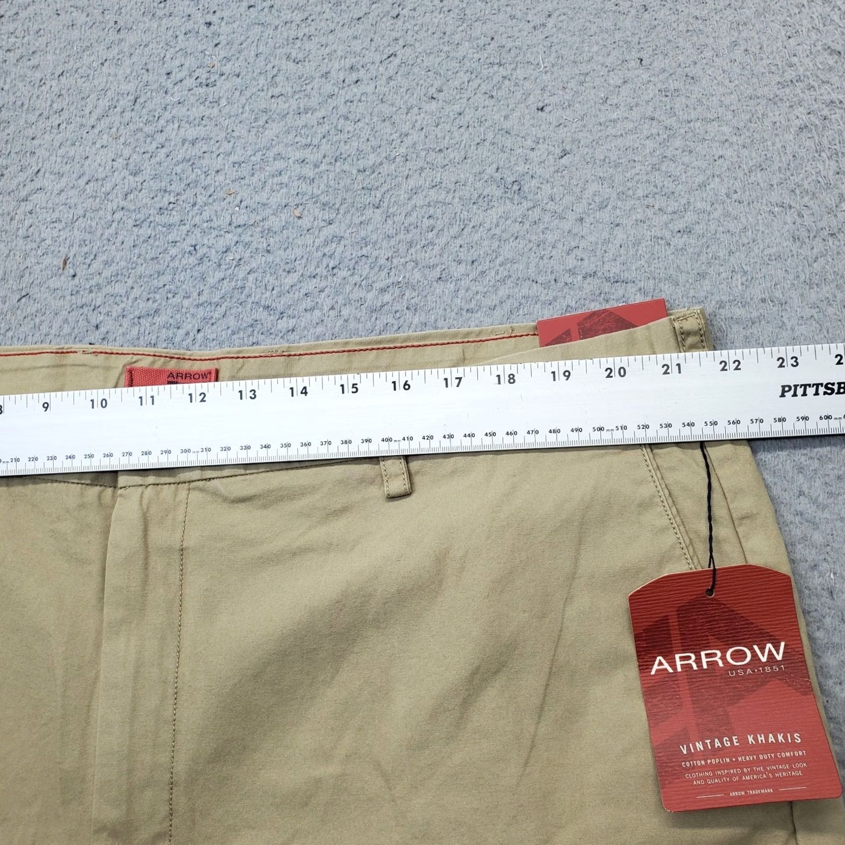 Arrow Vintage Arrow Khaki Chino Shorts Mens 42 Tan Cotton Casual Flat Front Comfort Size US 42 / EU 58 - 5 Thumbnail