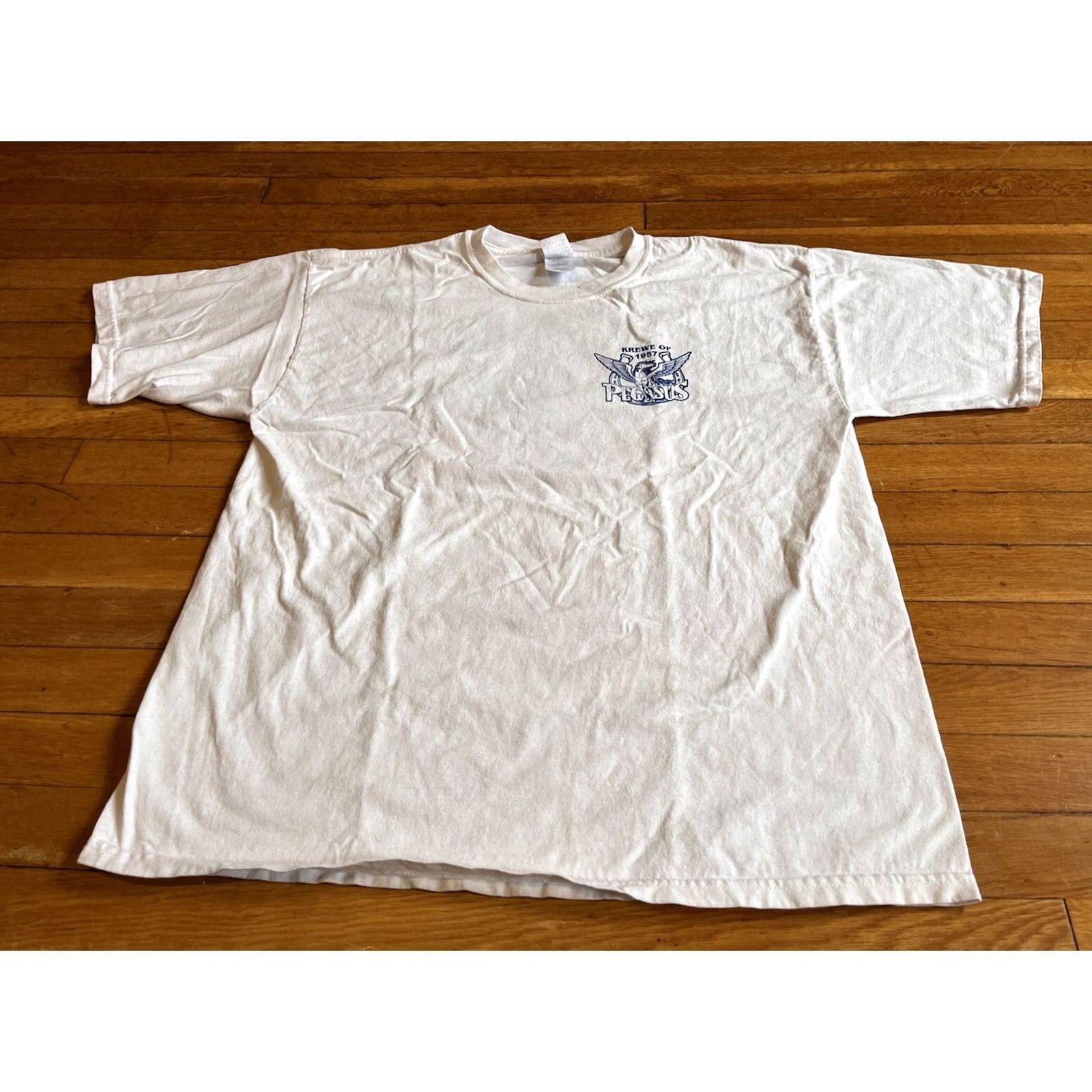 Gildan VINTAGE Krewe Of Pegasus New Orleans Mardi Gras 2005 Shirt Men’s Large White Size US L / EU 52-54 / 3 - 3 Thumbnail