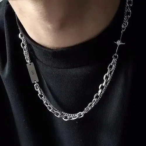 Jewelry Retro punk double chain necklace aesthetic Size ONE SIZE - 1 Thumbnail