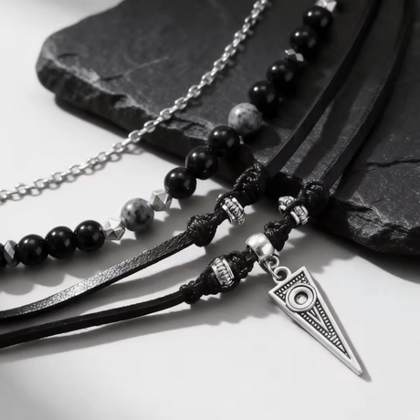 Jewelry Rock Punk Layer Black Leather Necklace Size ONE SIZE - 3 Thumbnail