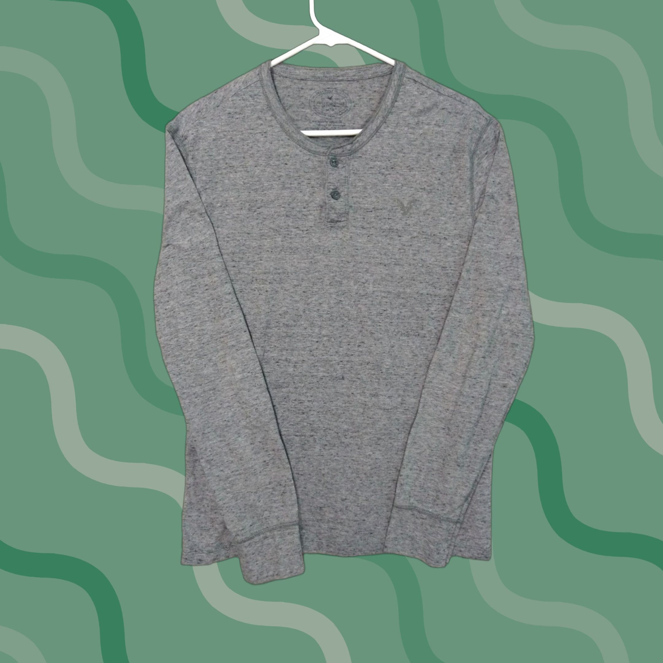 American Eagle Outfitters American Eagle Shirt Mens Medium Gray Henley Athletic Fit Long Sleeve Legend Size US M / EU 48-50 / 2 - 1 Thumbnail