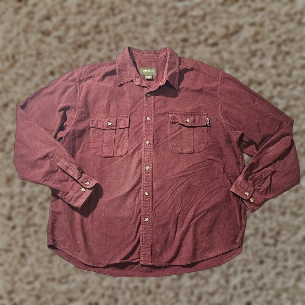 Eddie Bauer Eddie Bauer Shirt Mens XL Red Burgundy Flannel Button Long Sleeve Outdoor Casual Mens Size US XL / EU 56 / 4 - 1 Thumbnail
