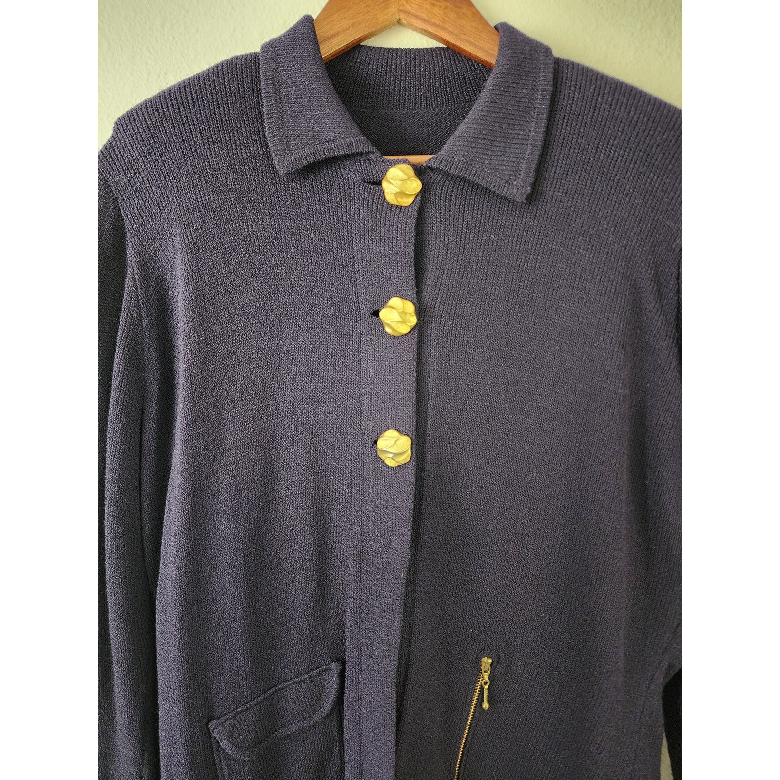 Vintage Vintage L 2-Piece Blue Knit Set Button-Up Cardigan & Pants Size L / US 10 / IT 46 - 2 Thumbnail